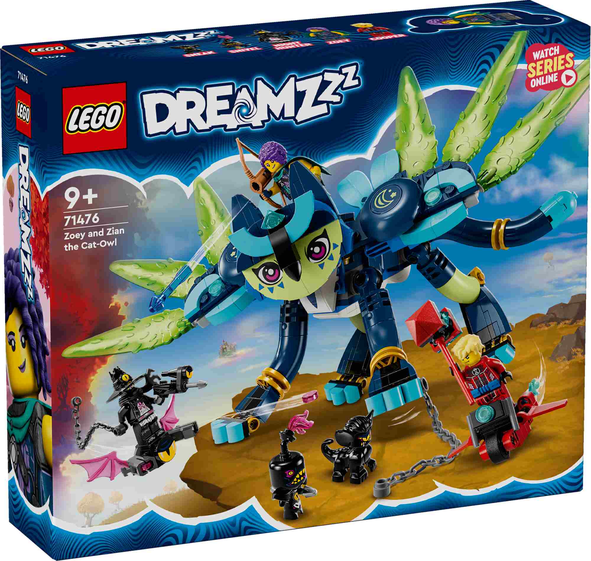 LEGO 71476 DREAMZzz Zoey und die Katzeneule Zian, Katzenpfau, 3 Minifiguren