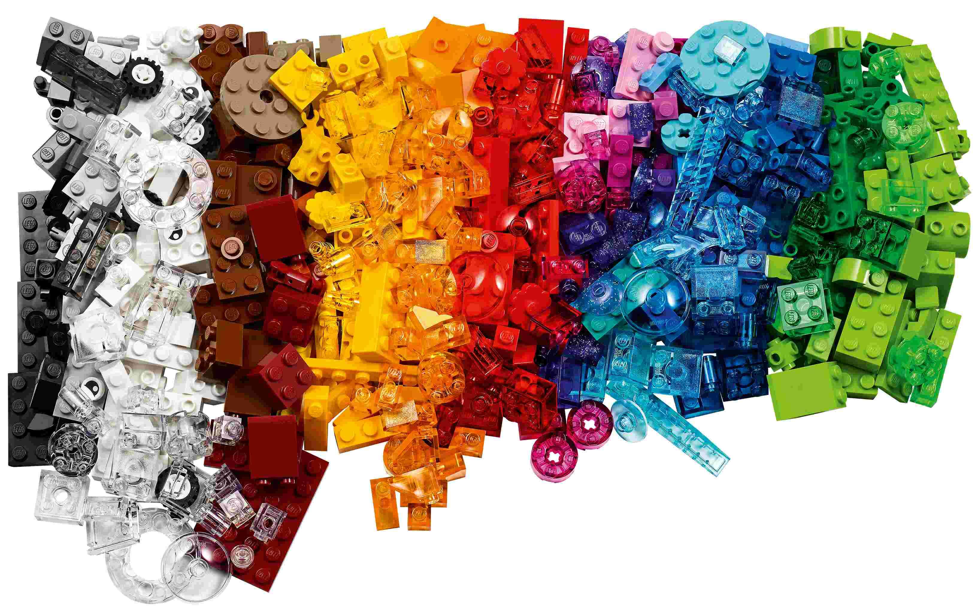 LEGO 11013 Classic Kreativ-Bauset mit durchsichtigen Steinen, 8 Bauideen