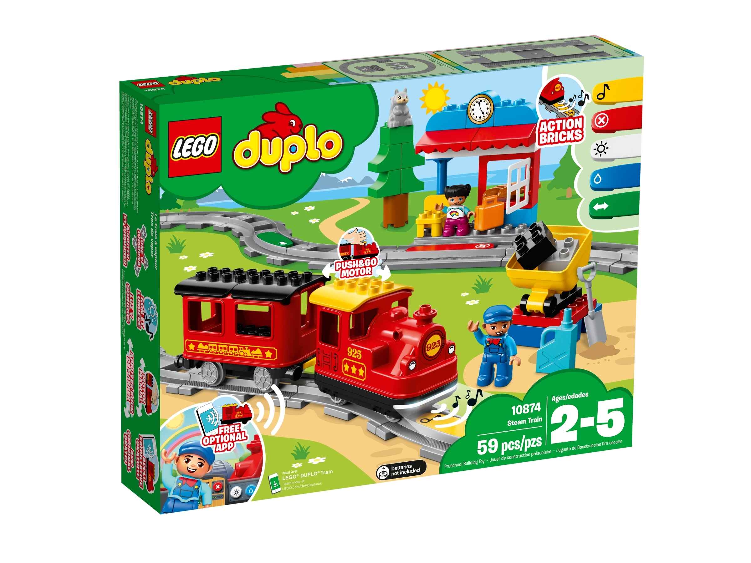LEGO 10874 DUPLO Dampfeisenbahn, Spielzeugeisenbahn mit Licht & Geräuschen
