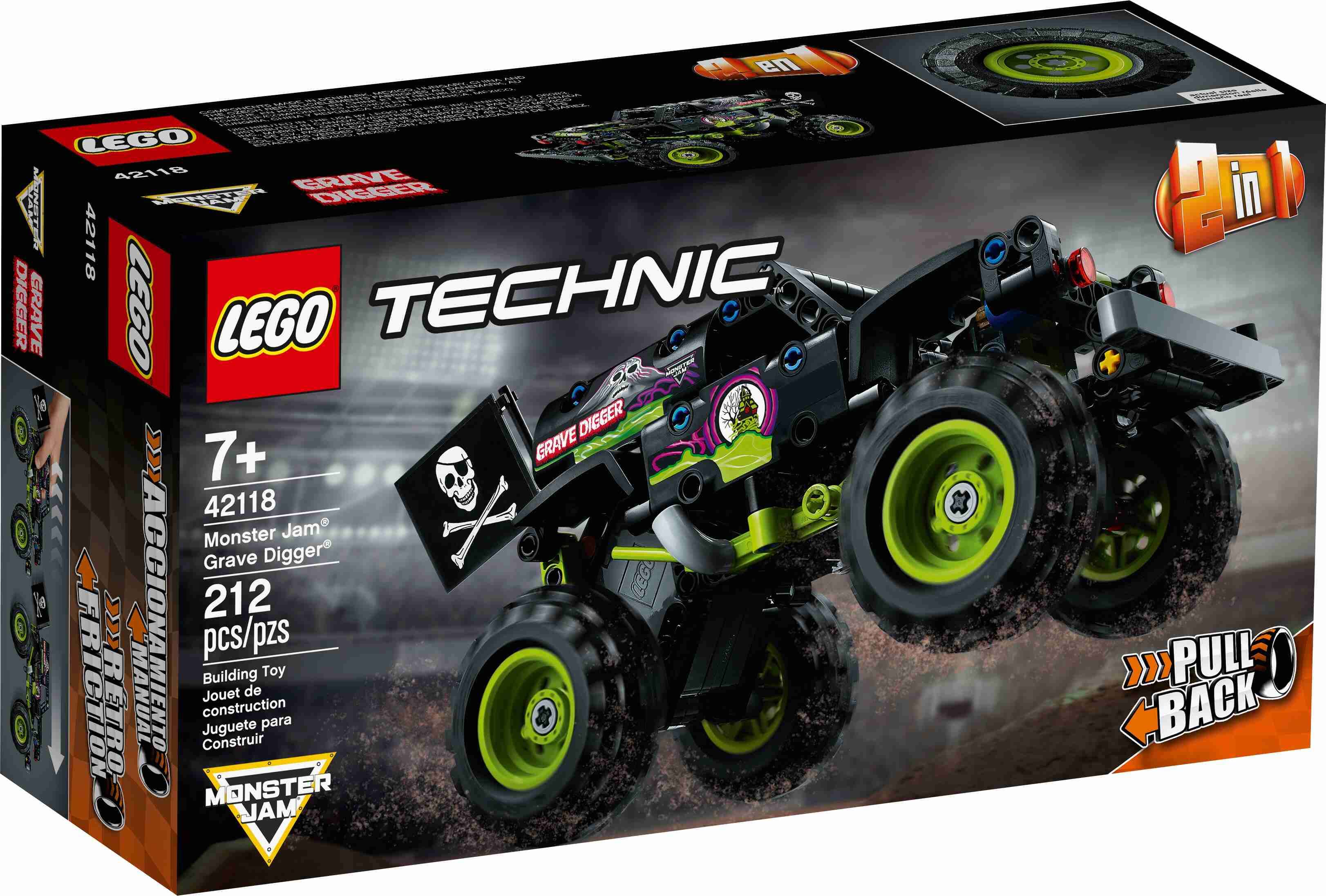 LEGO 42118 Technic Monster Jam Grave Digger, 2-in-1, Rückziehmotor