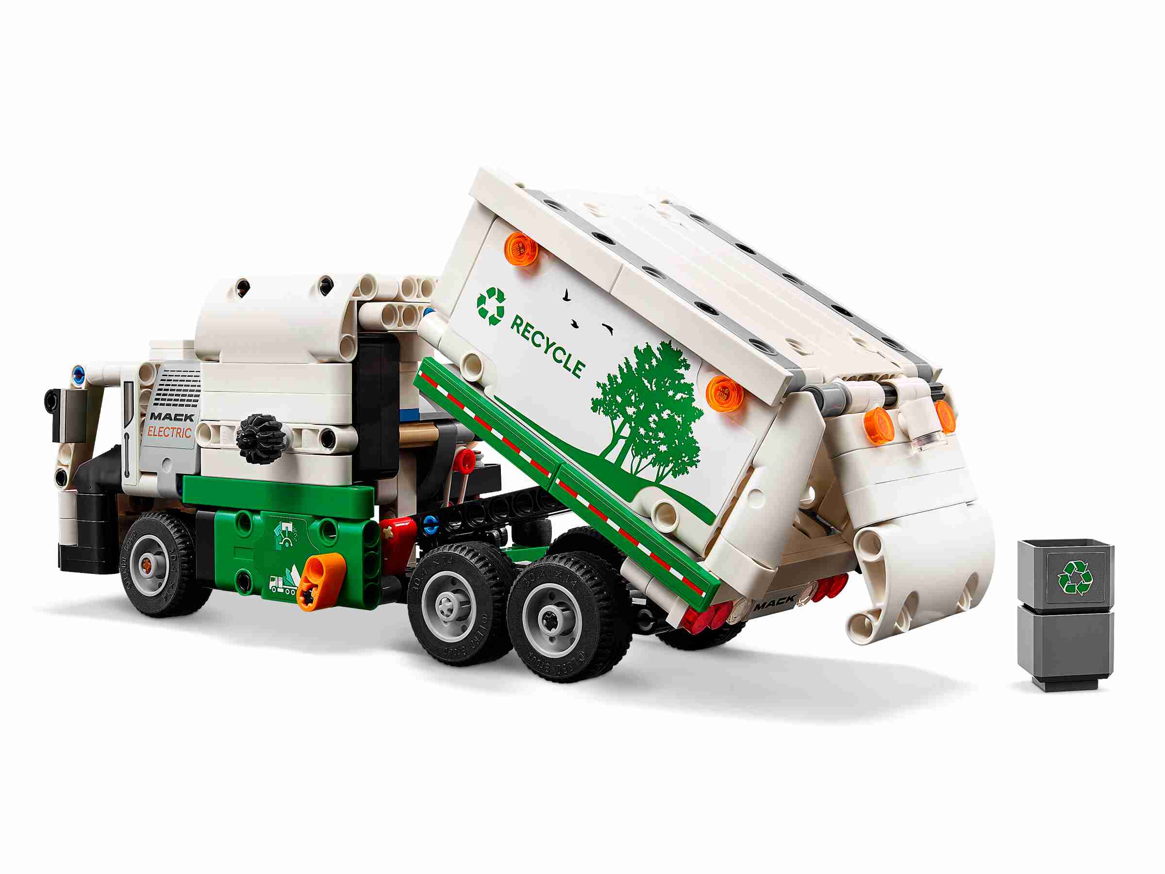 LEGO 42167 Technic Mack LR Electric Müllwagen, Seitenlader, Mülltonnen