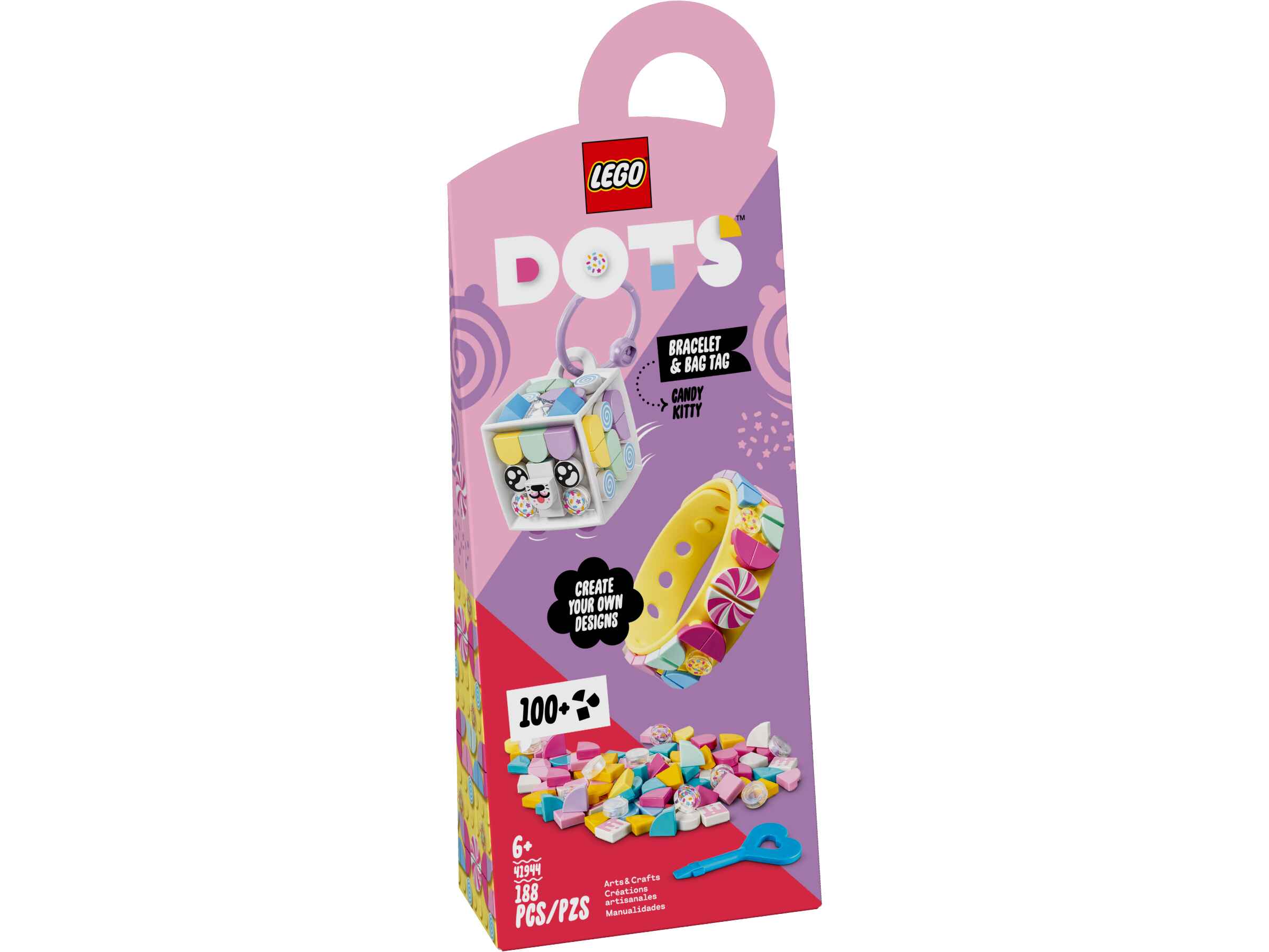 LEGO 41944 DOTS Candy Kitty Armband & Taschenanhänger mit Katze 2-in-1 Bastelset