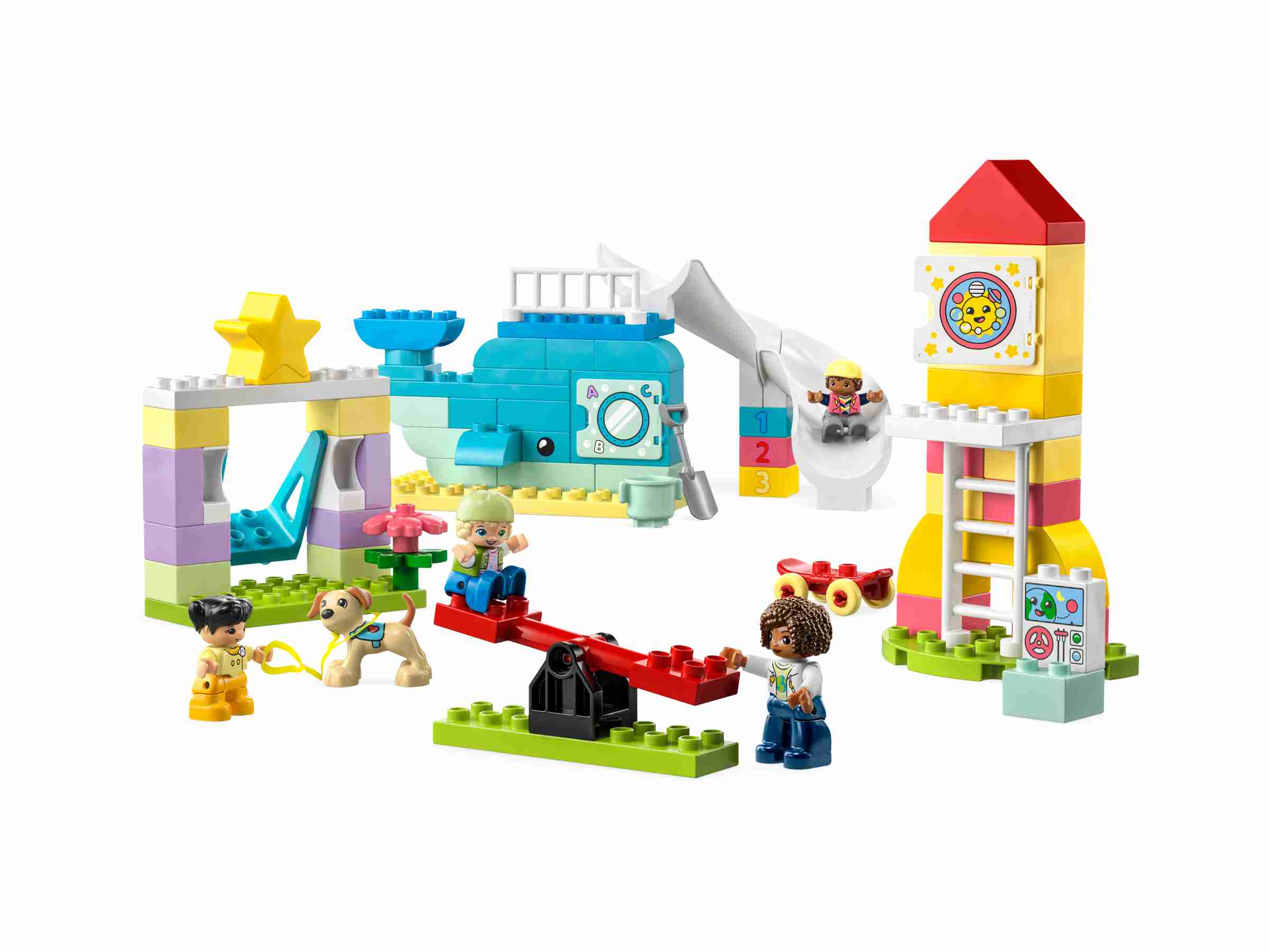 LEGO 10991 DUPLO Traumspielplatz, 5 Figuren, Karussel, Rutsche, Schaukel