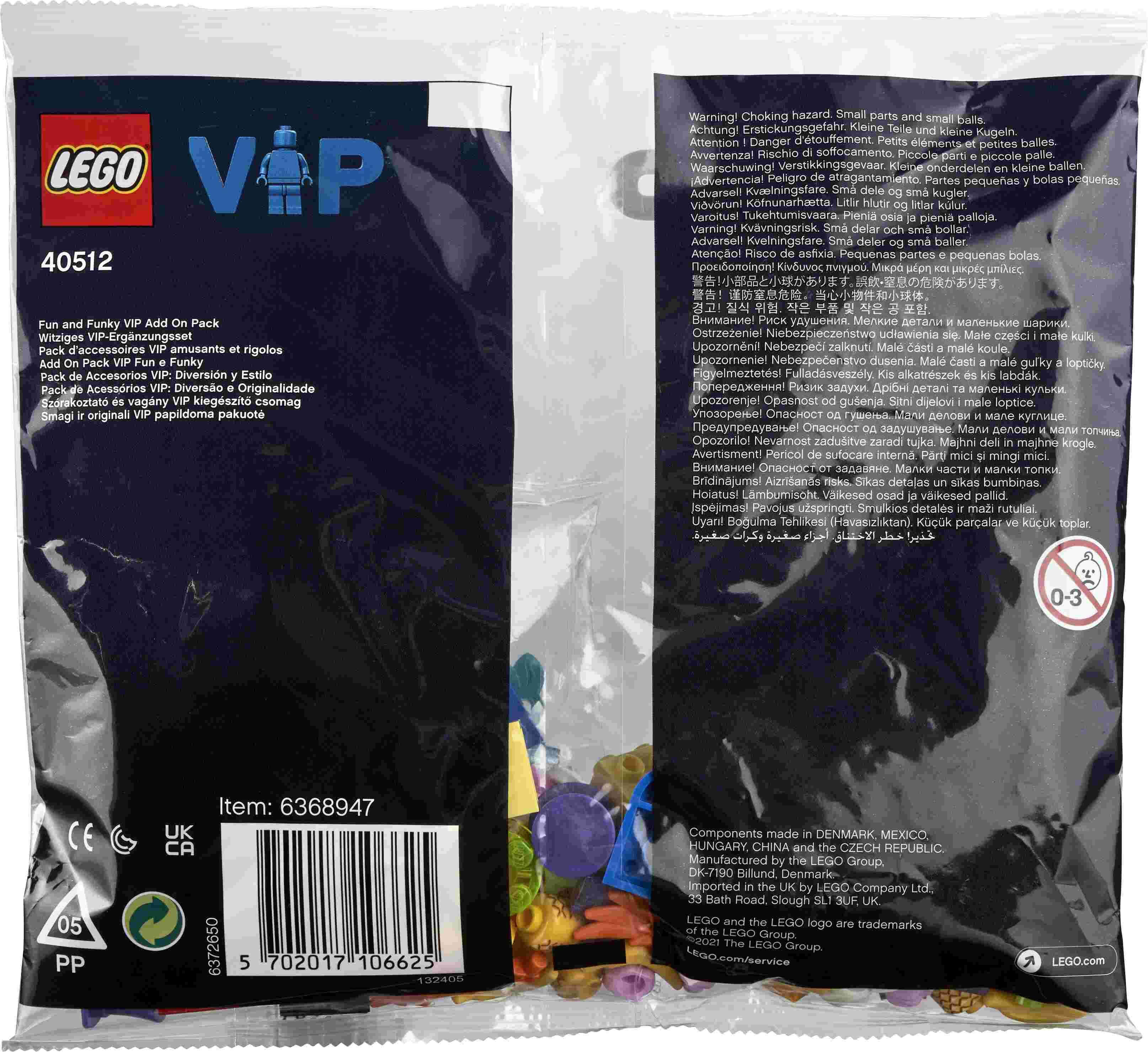 LEGO 40512 Fun and Funky VIP Add on Pack Cool Polybag With Random 6+ 148 Pieces