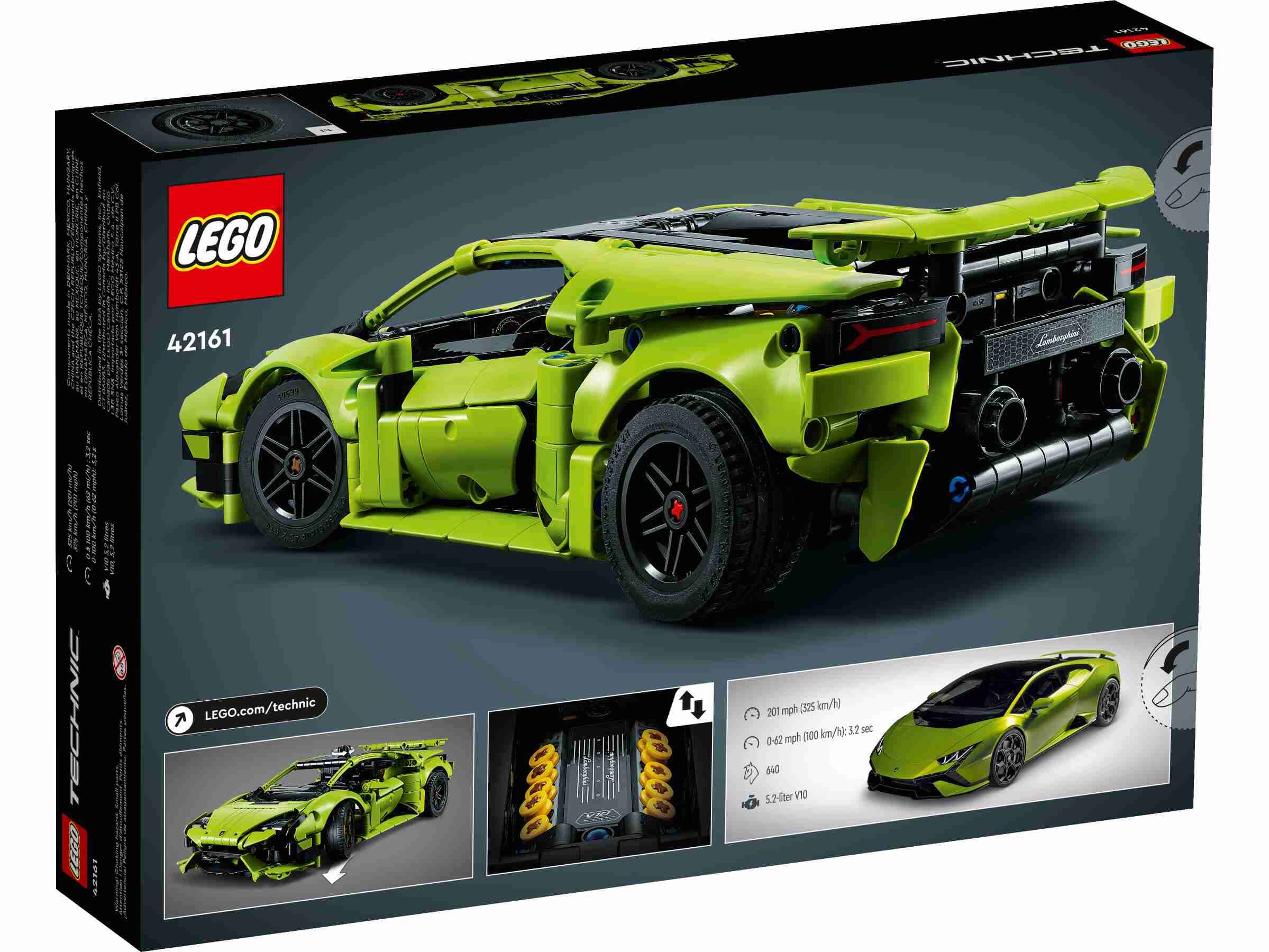 LEGO 42161 Technic Lamborghini Huracán Tecnica, V10-Motor, aufklappbare Türen