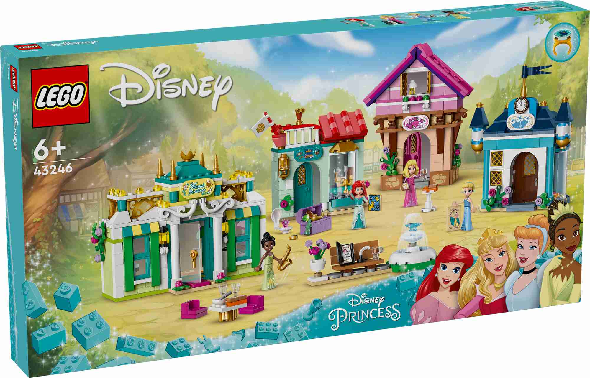 LEGO 43246 Disney Princess Abenteuermarkt, 4 Gebäude, 4 Prinzessinen