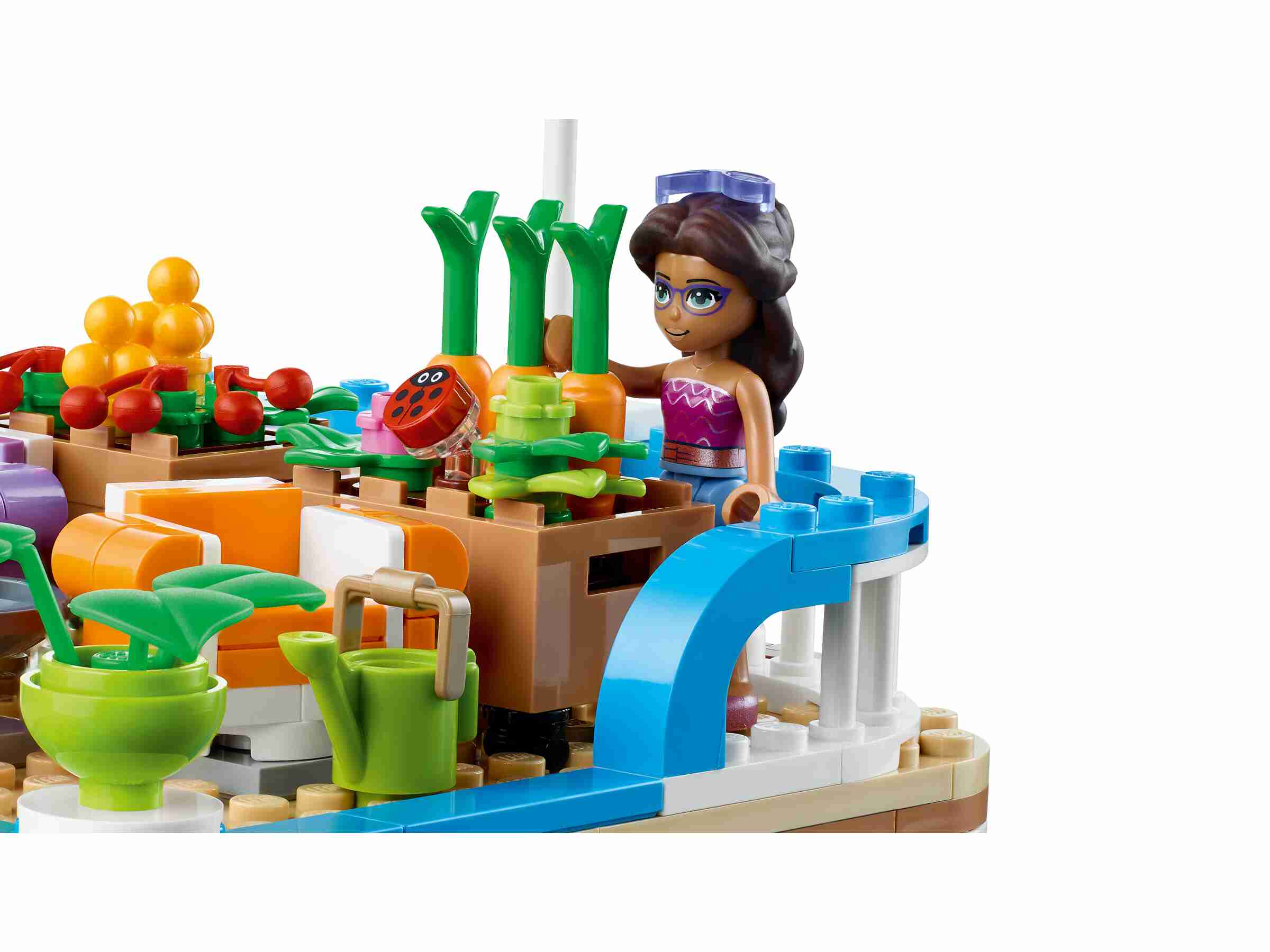 LEGO 41702 Friends Hausboot, mit Garten, 4 Mini-Puppen und Tierfigur 