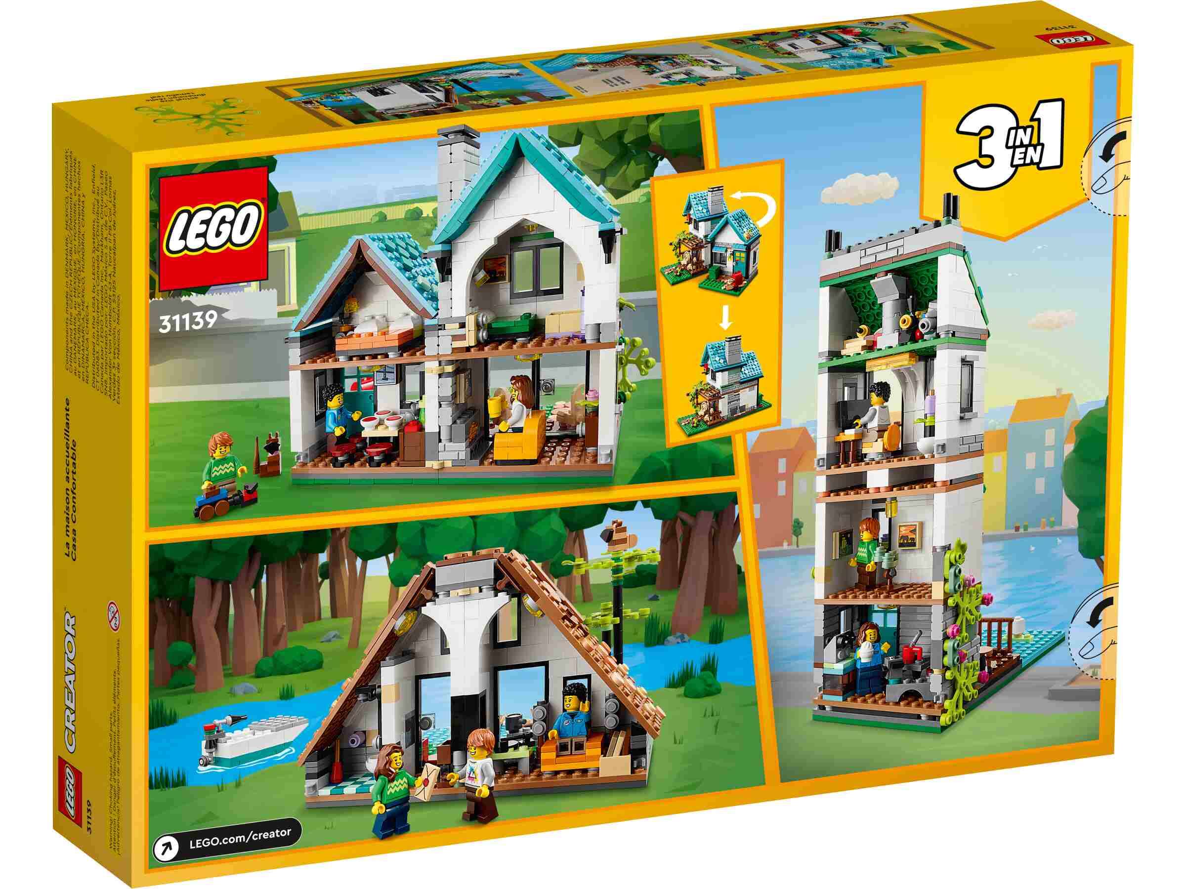 LEGO 31139 Creator 3-in-1 Gemütliches Haus, Haus am Kanal und Haus am See