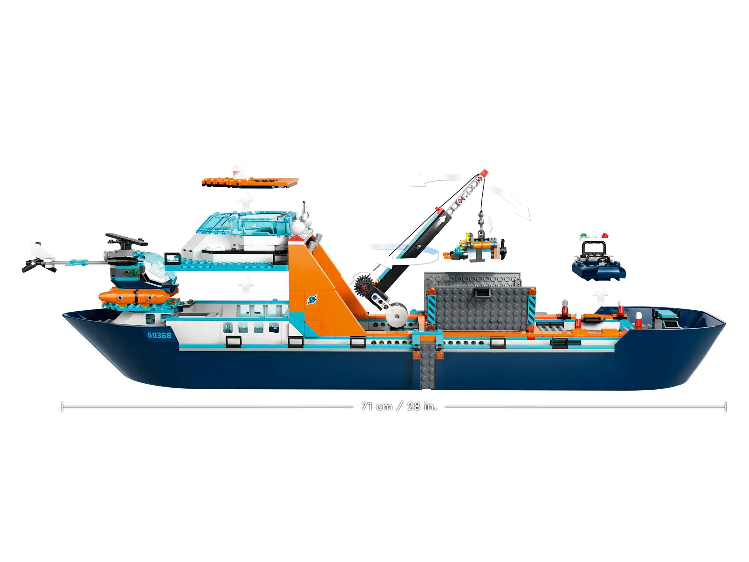 LEGO 60368 City Arktis-Forschungsschiff, 7 Minifiguren, Schwertwal, Hubschrauber
