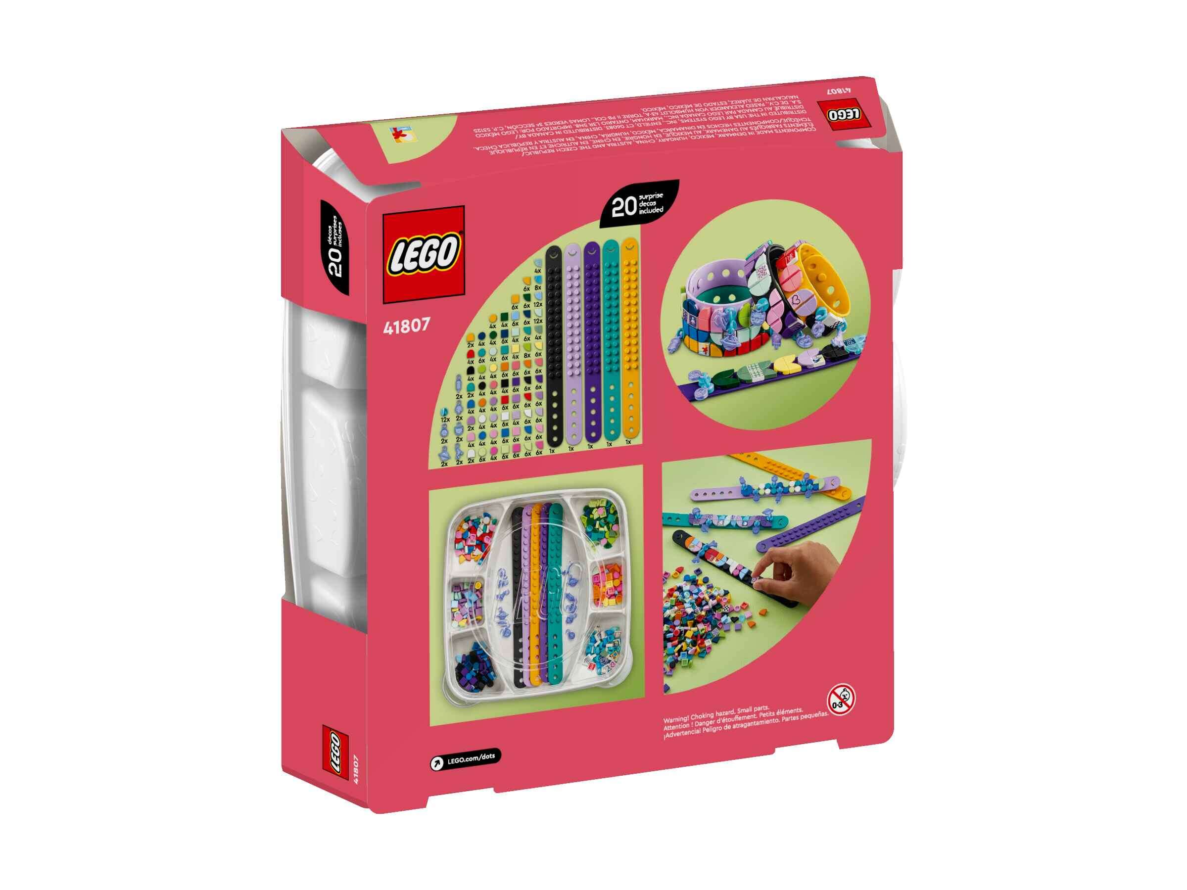 LEGO 41807 DOTS Armbanddesign Kreativset, 5 Armbänder, 12 Anhänger