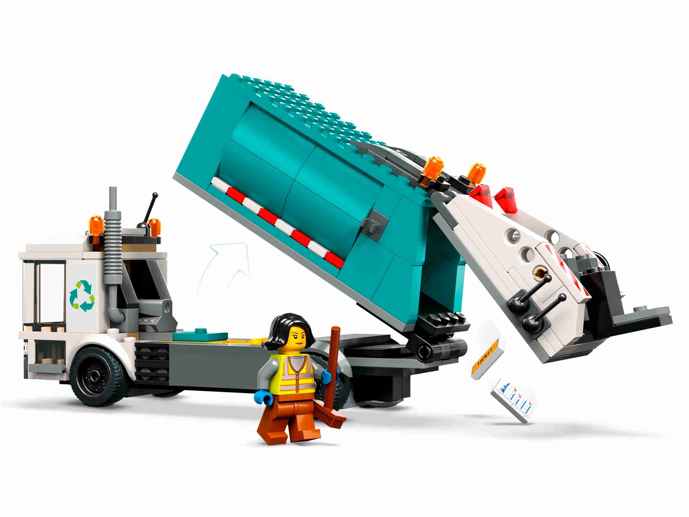 LEGO 60386 City Müllabfuhr, kippbare Plattform, 3 Minifiguren, Starke Fahrzeuge