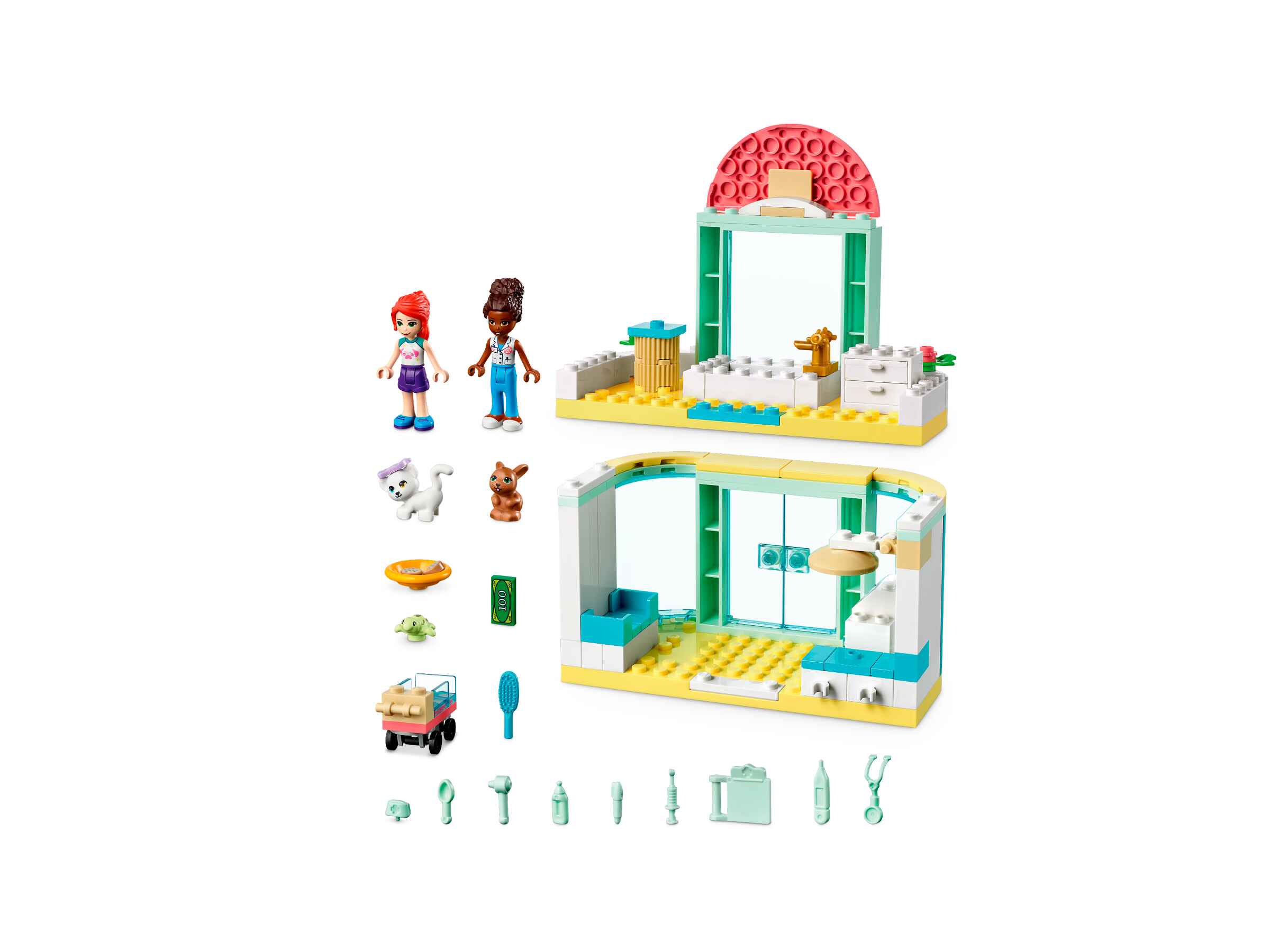 LEGO 41695 Friends Tierklinik mit Mia Mini-Puppe, Katzen u. Kaninchenfiguren