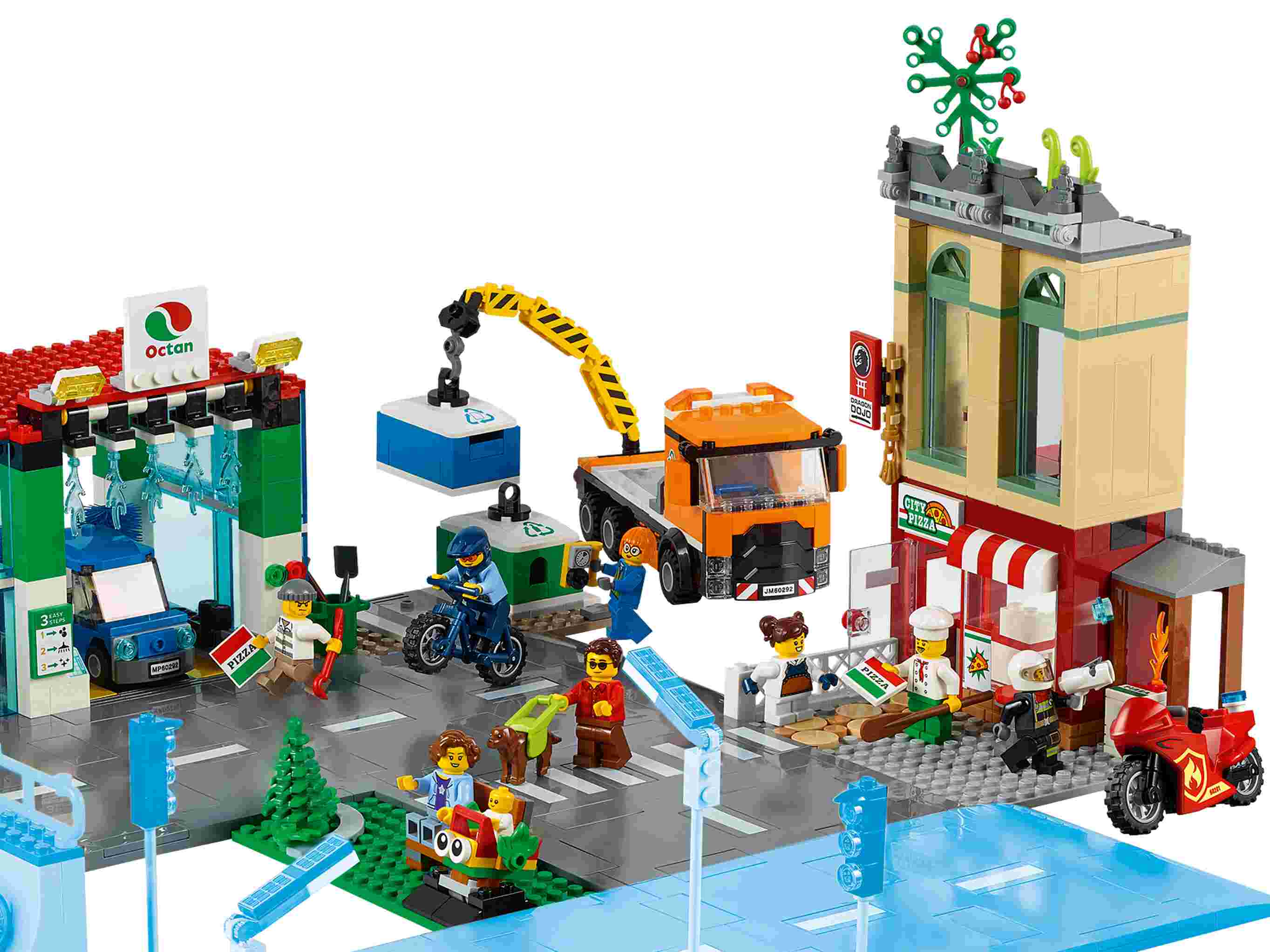 LEGO 60292 City Stadtzentrum Bauset mit Spielzeug-Motorbike, Fahrrad, Truck