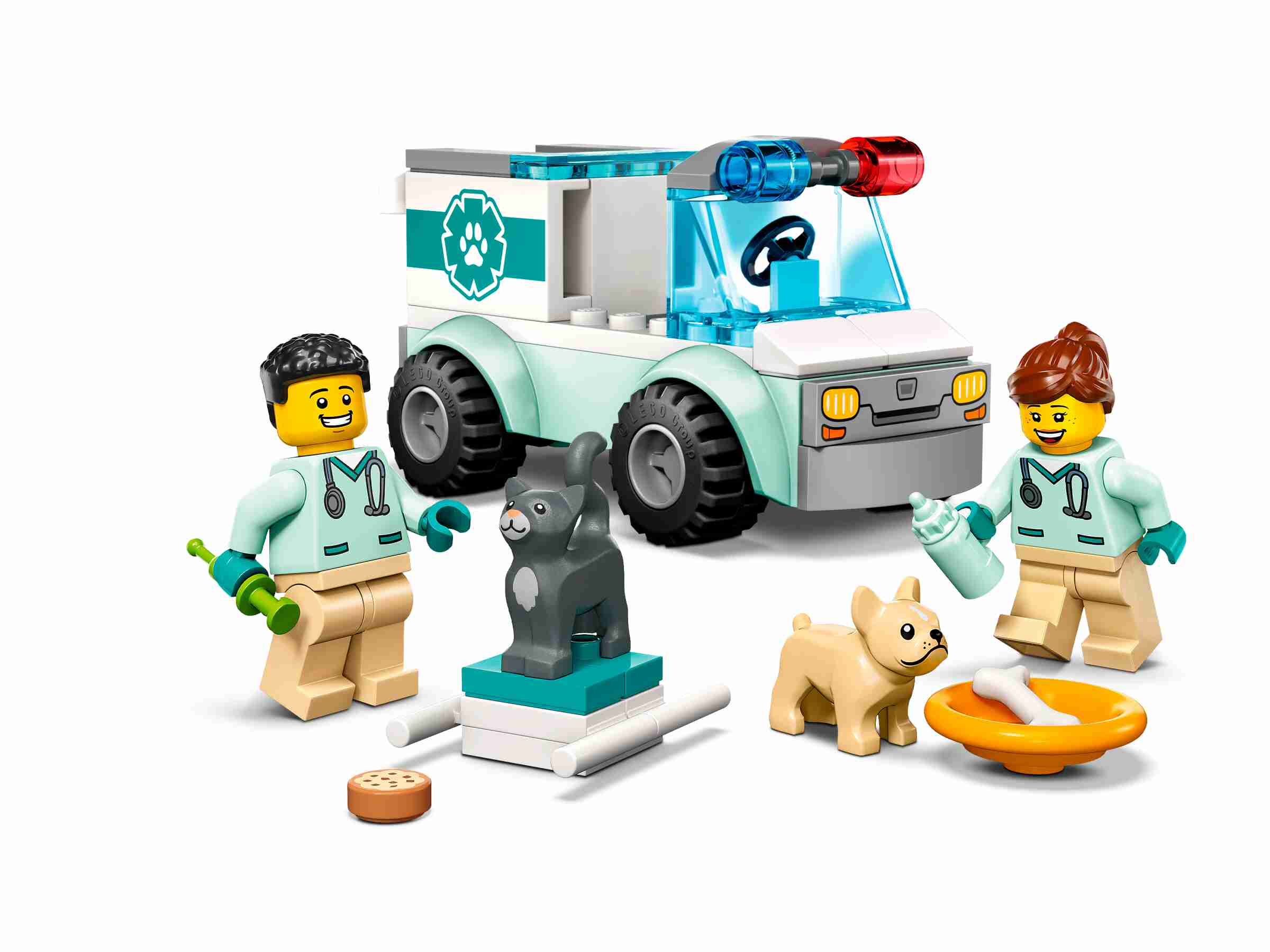 LEGO 60382 City Tierrettungswagen, 2 Tierarzt-Minifiguren, Hund, Katze