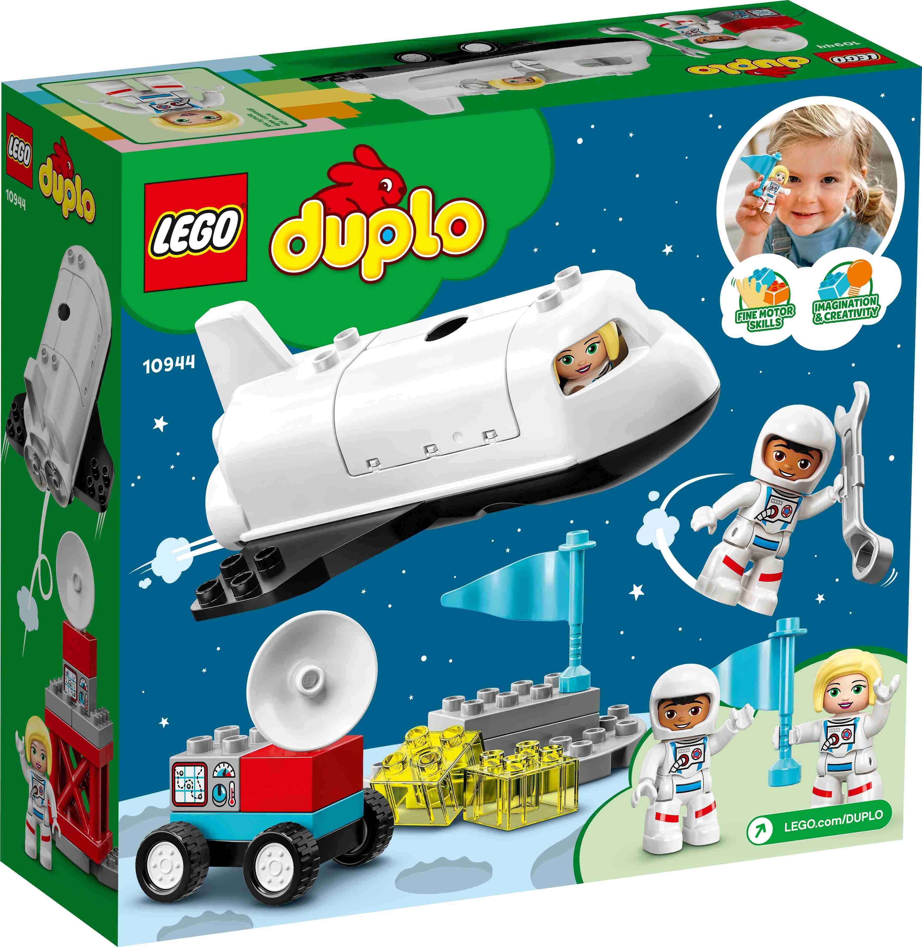 LEGO 10944 DUPLO Spaceshuttle Weltraummission, 2 Astronauten-Figuren, Buggy