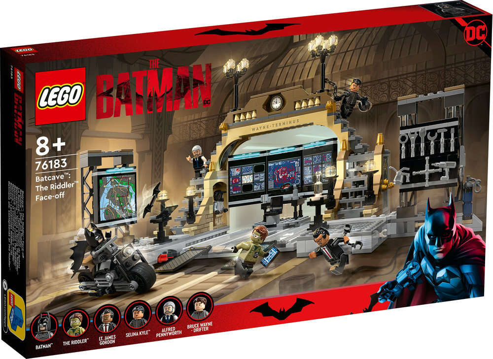 LEGO 76183 DC Batman Bathöhle: Duell mit Riddler, 6 Minifiguren, Motorrad