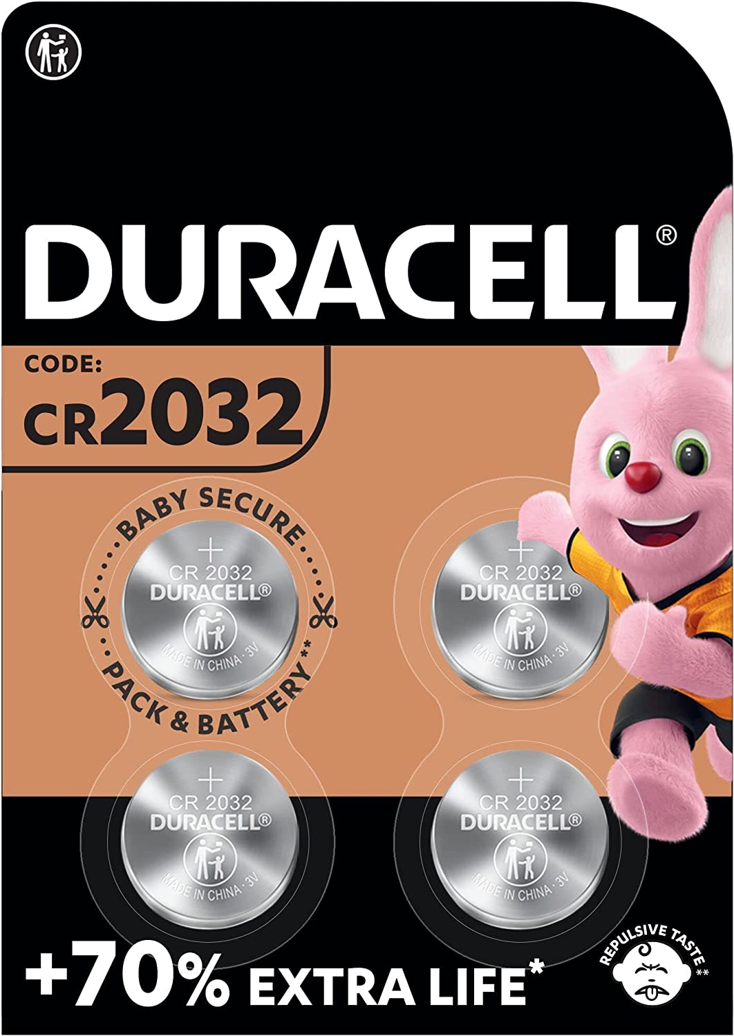 Duracell Specialty 2032, 3V Lithium Knopfzelle Batterie, CR2032, 4er-Pack
