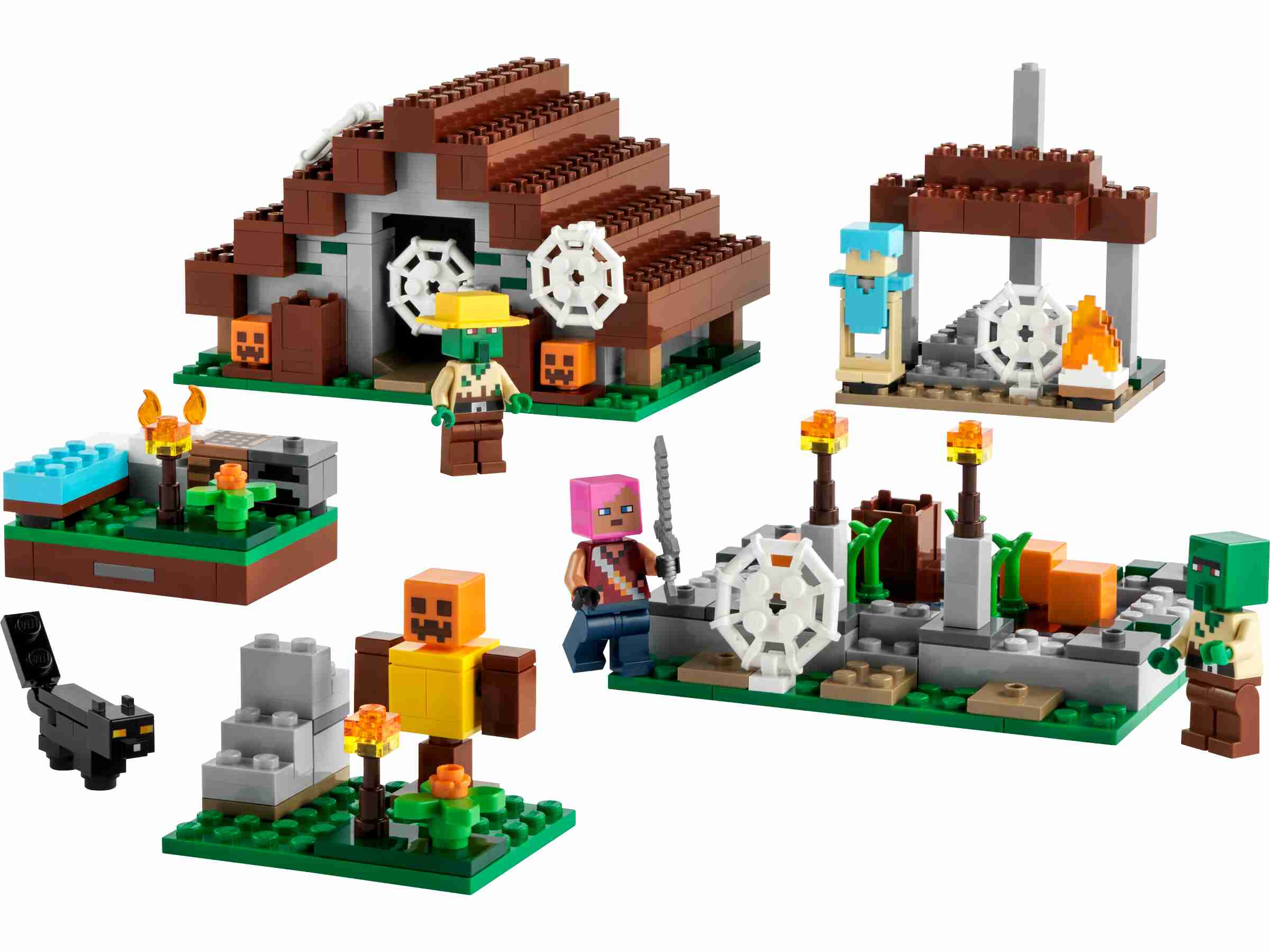 LEGO 21190 Minecraft Das verlassene Dorf, Spielzeug mit Zombiejäger Lager