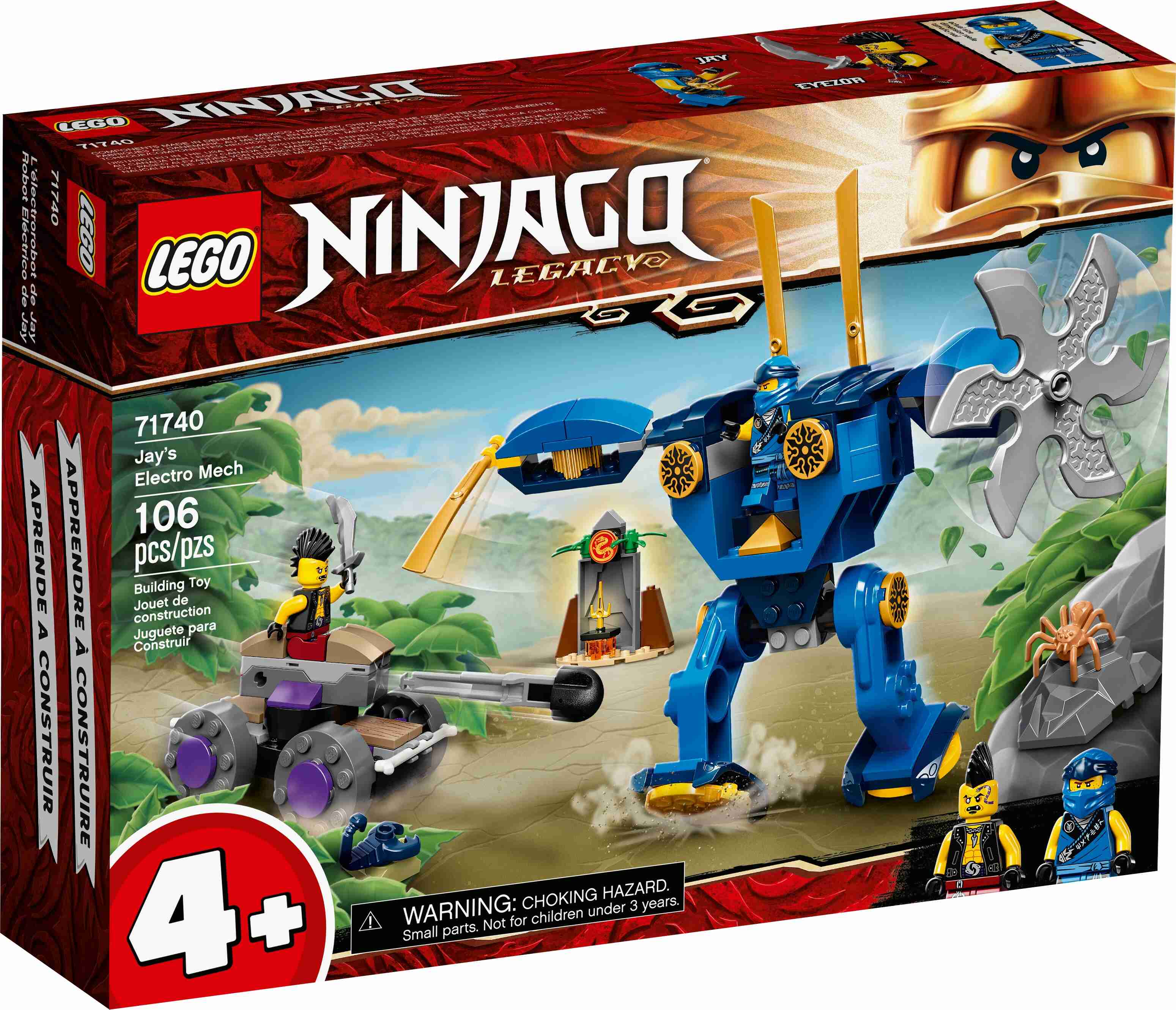 LEGO 71740 NINJAGO Jays Elektro-Mech Actionfigur mit Spinne und Ninja Auto