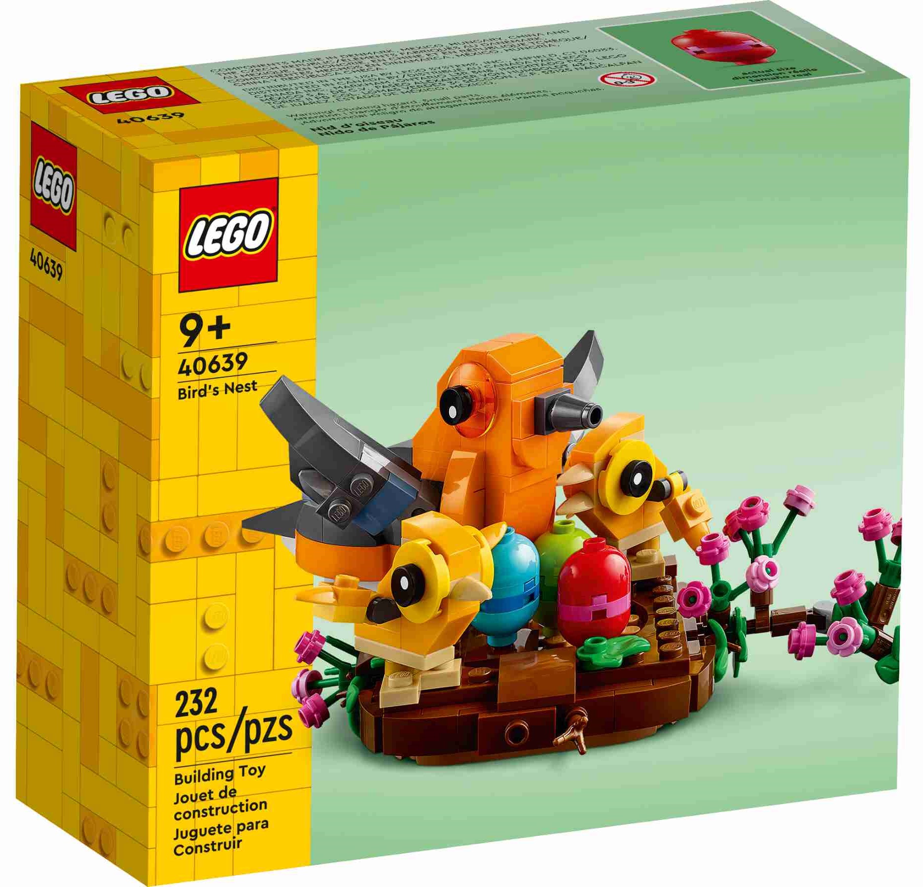 LEGO 40639 Iconic Vogelnest, Vogelmutter, 2 Küken und 3 Ostereier