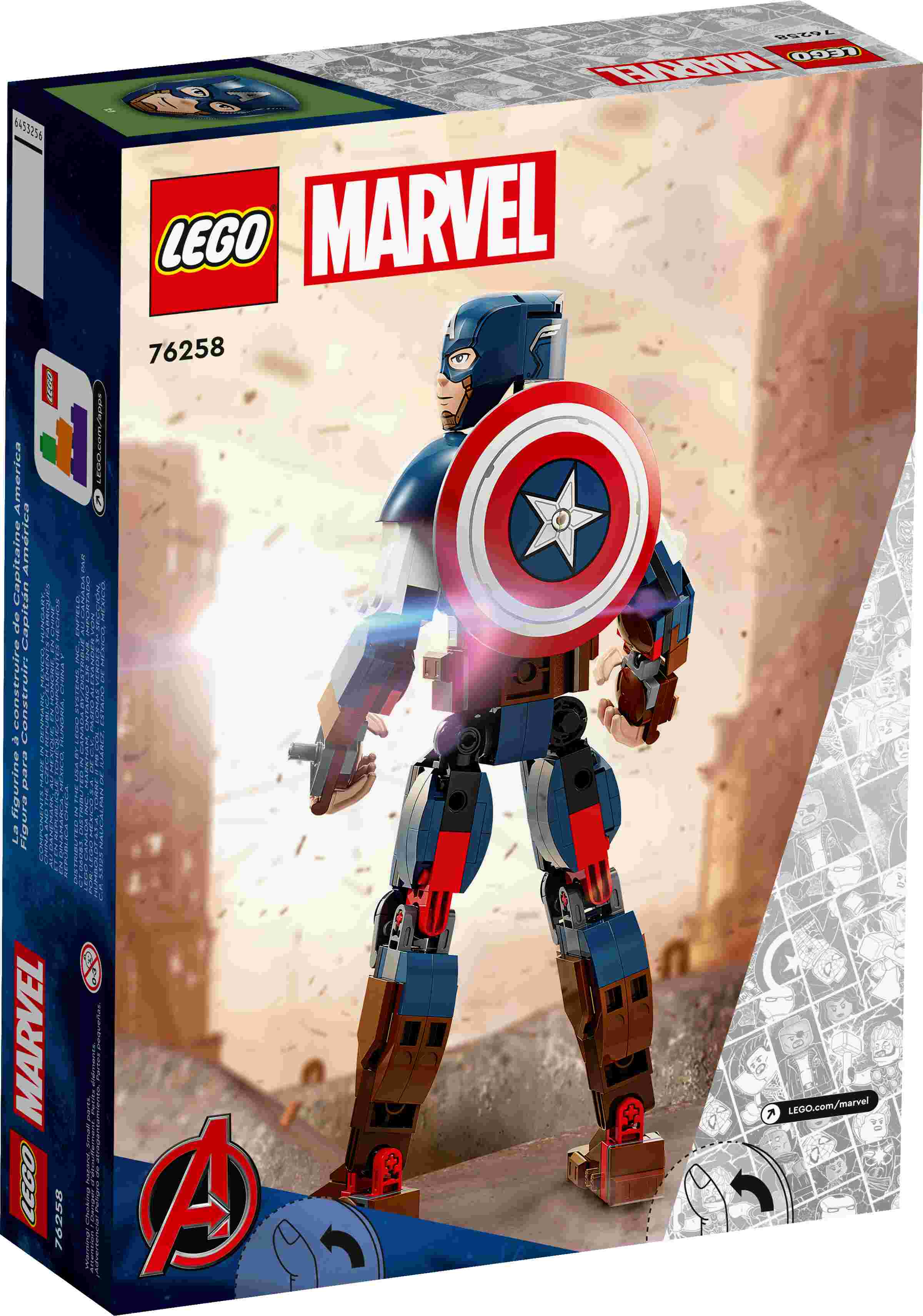 LEGO 76258 Marvel Captain America Baufigur, Superheld mit Schild