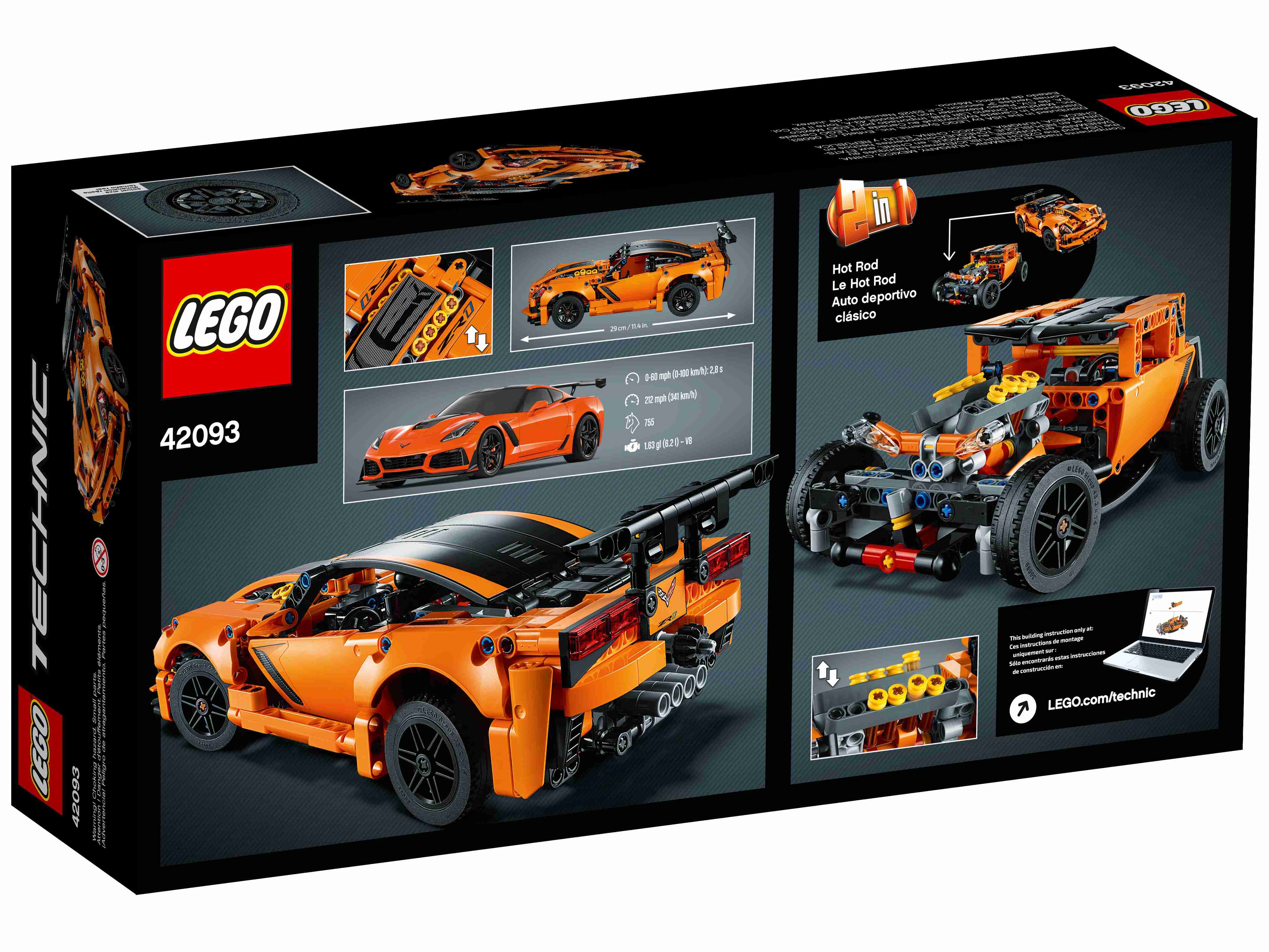 LEGO 42093 Technic Chevrolet Corvette ZR1 Rennwagen oder Hot Rod 2-in-1
