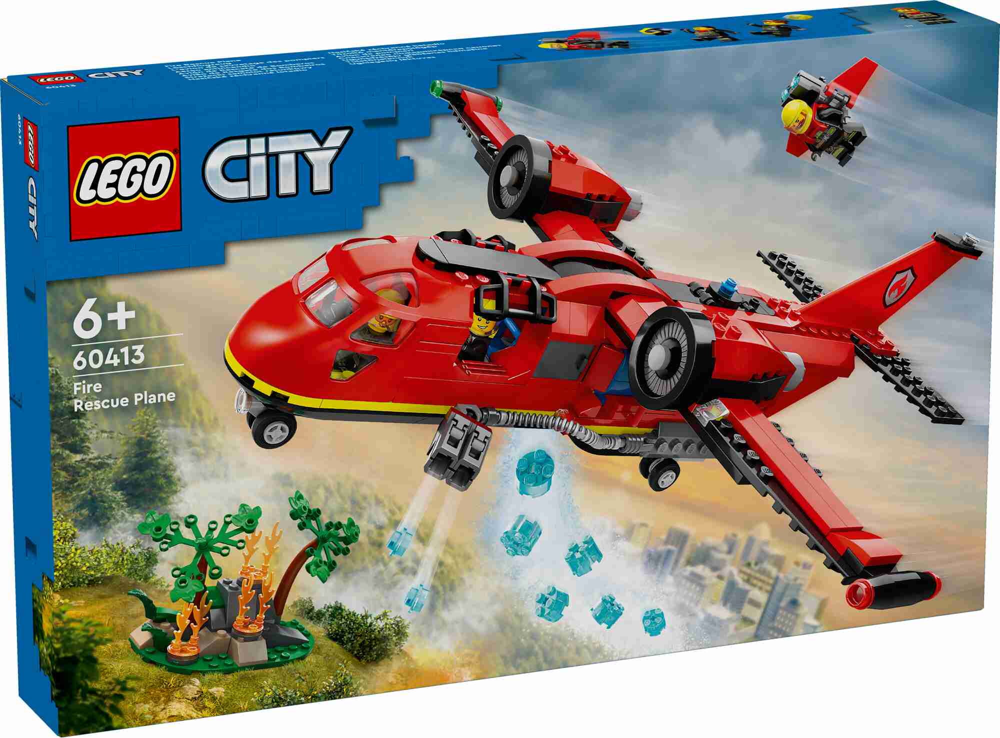 LEGO 60413 City Löschflugzeug, 3 Minifiguren, 2 Löschkanonen, Waldbrandkulisse