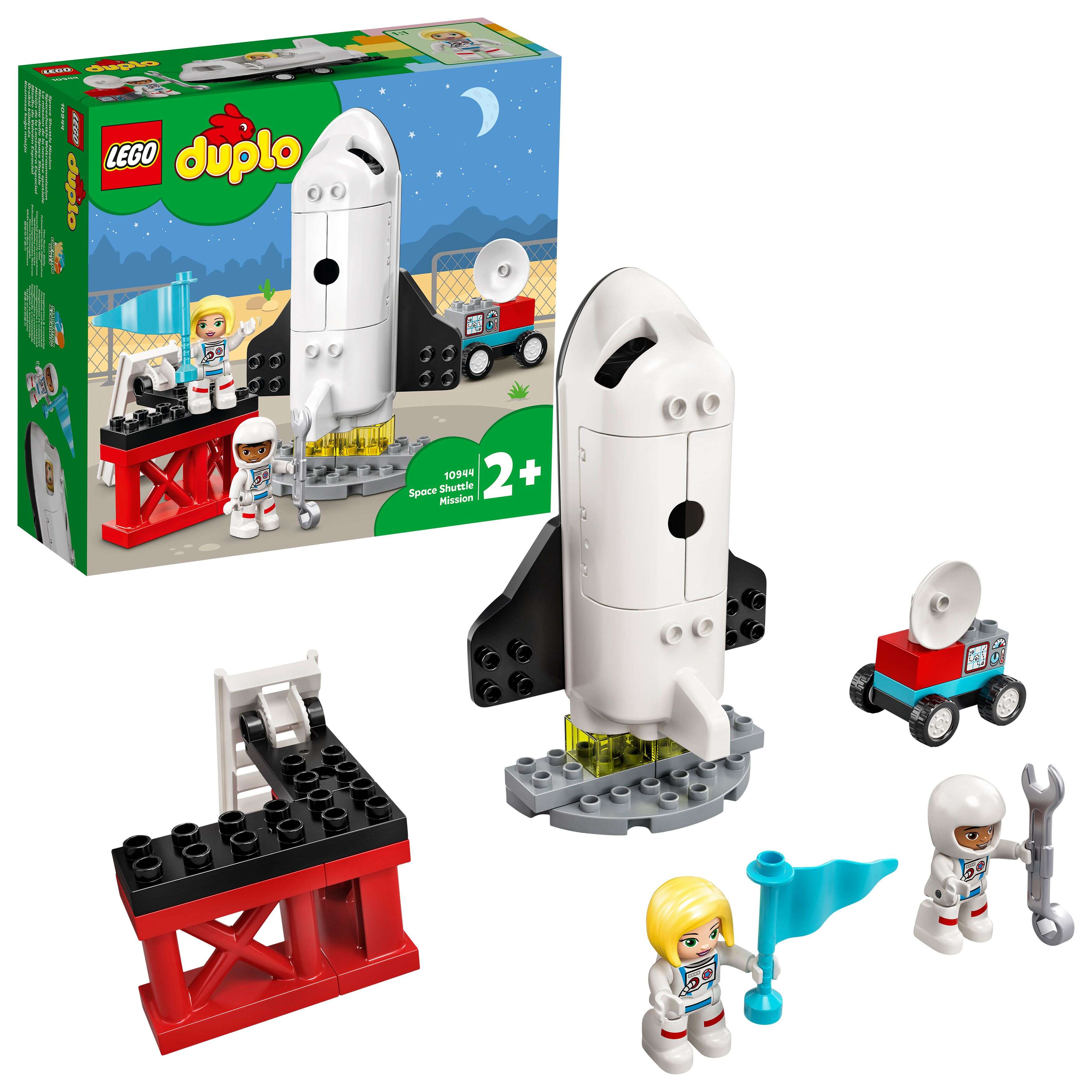 LEGO 10944 DUPLO Spaceshuttle Weltraummission, 2 Astronauten-Figuren, Buggy