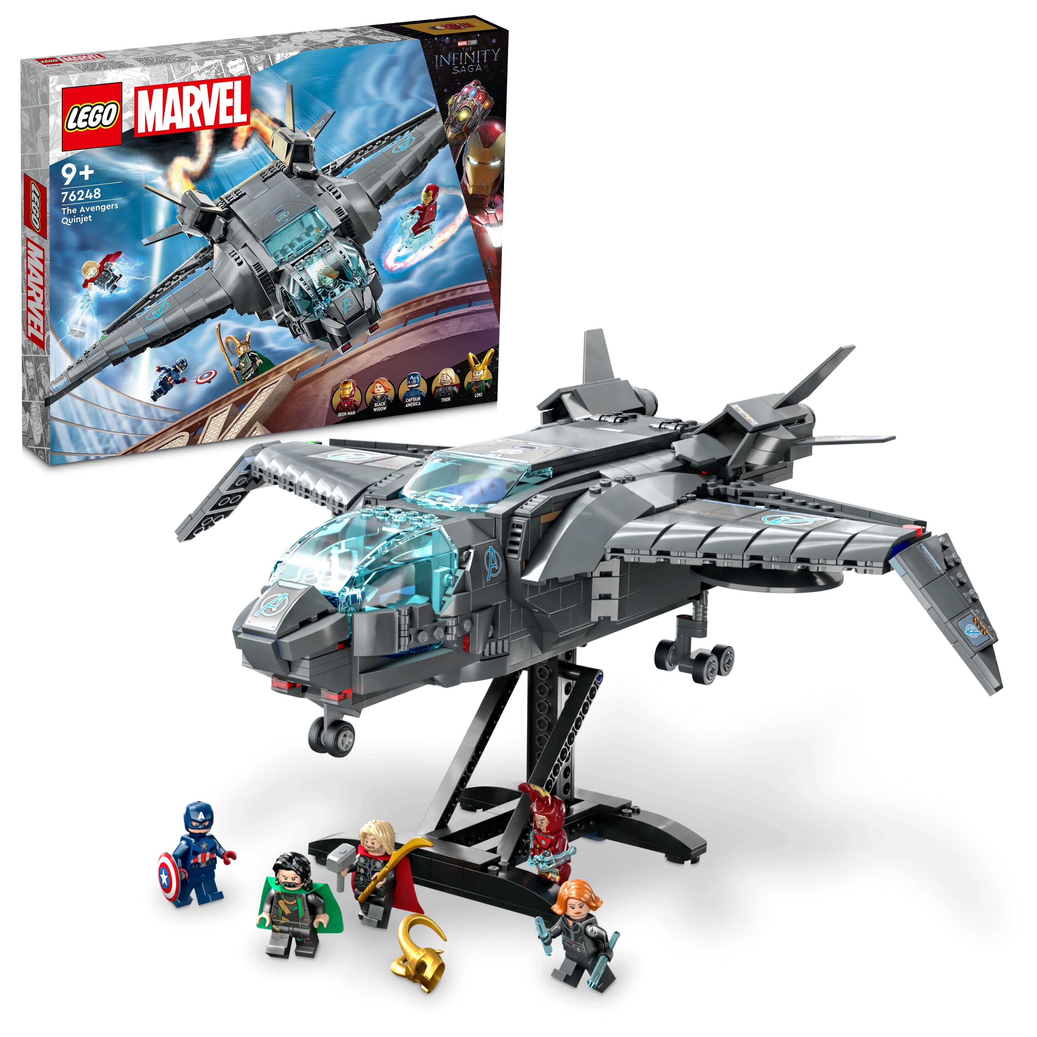 LEGO 76248 Marvel Der Quinjet der Avengers, 5 legendäre Minifiguren