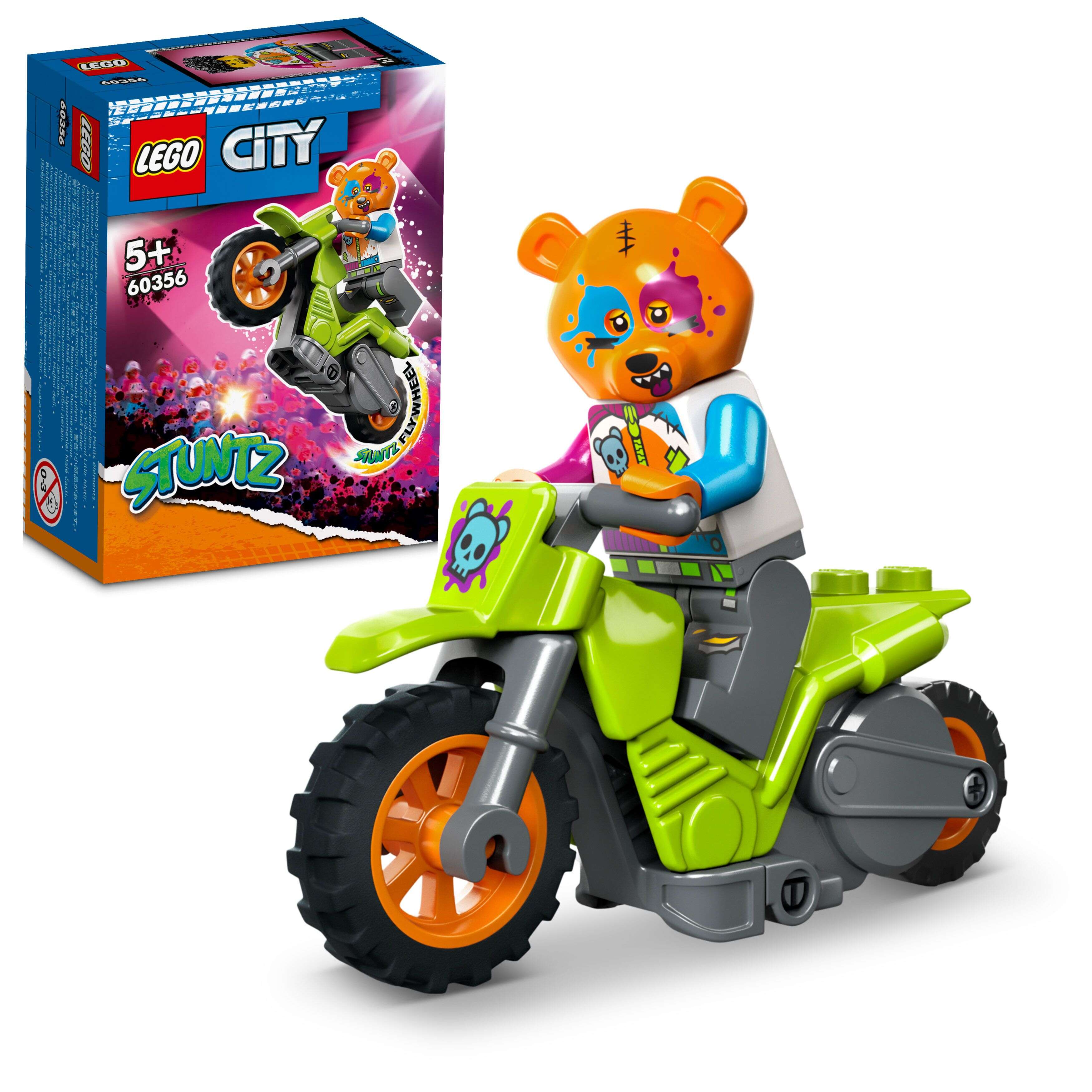 LEGO 60356 City Stuntz Bären-Stuntbike, Schwungrad, Stuntfahrer