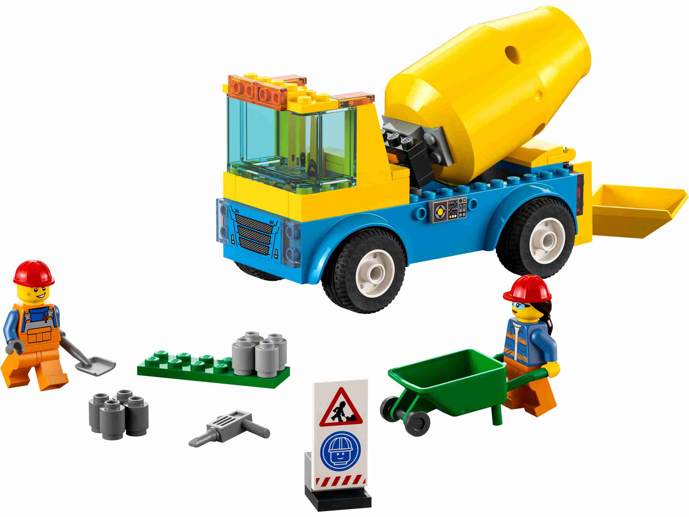 LEGO 60325 City Starke Fahrzeuge Betonmischer,  Baufahrzeugen und Minifiguren