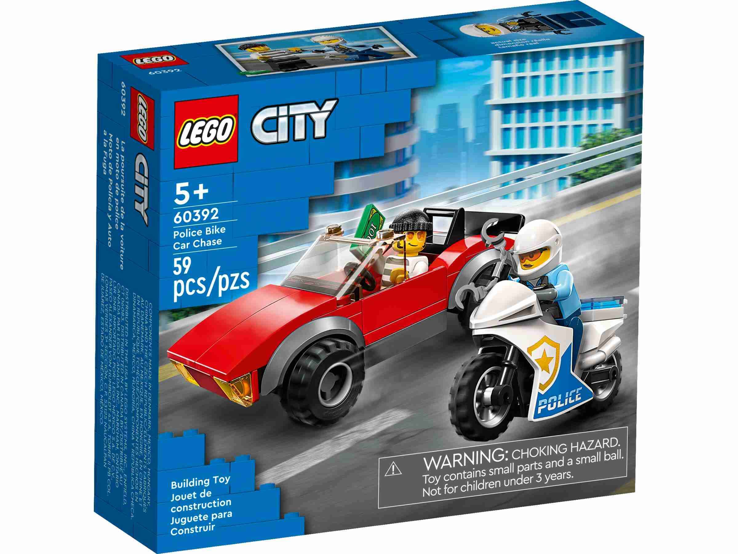 LEGO 60392 City Verfolgungsjagd mit Polizei-Motorrad, 2 Minifiguren 