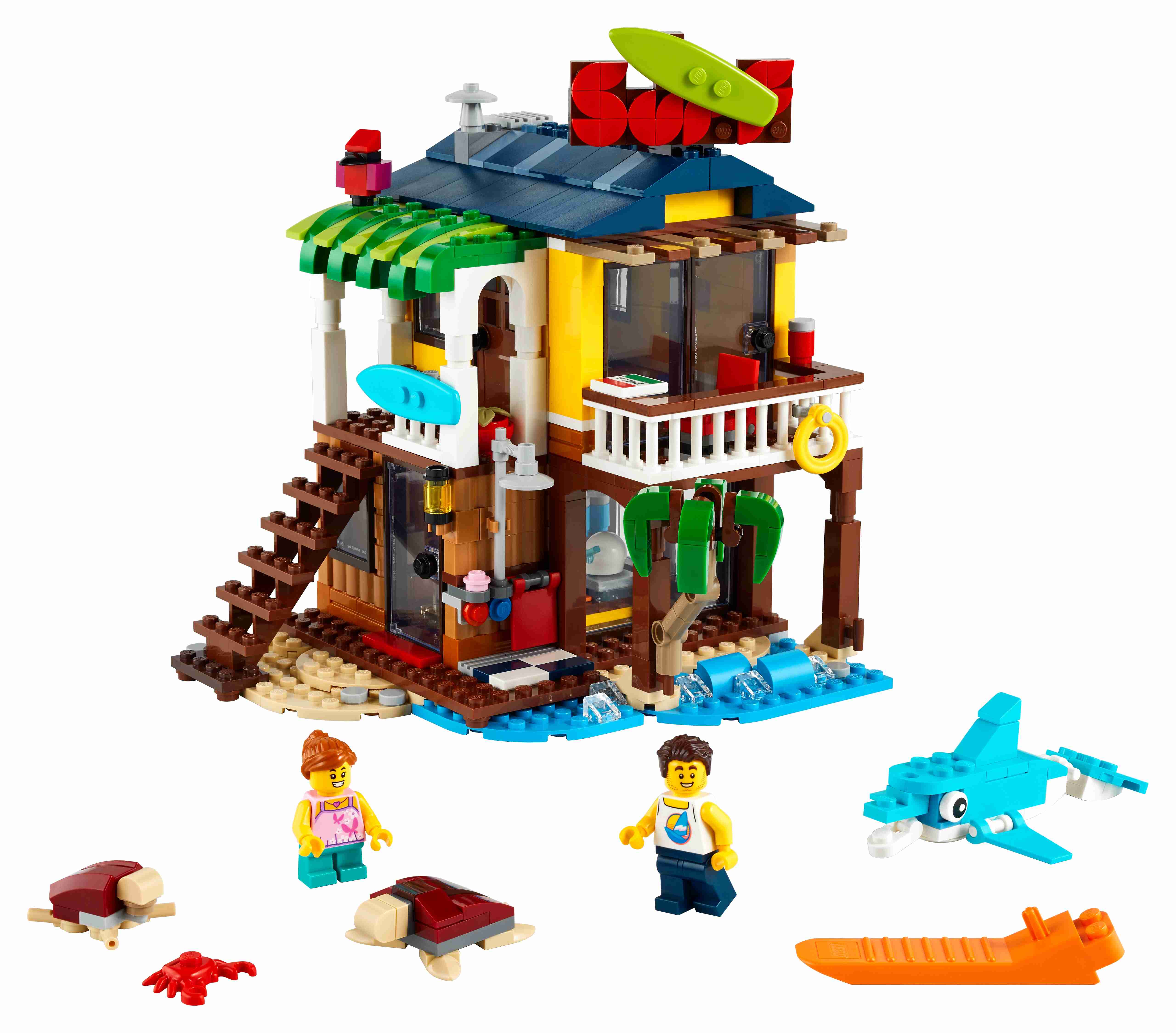 LEGO 31118 Creator 3-in-1 Surfer-Strandhaus, Leuchtturm, Poolhaus u. Minifiguren