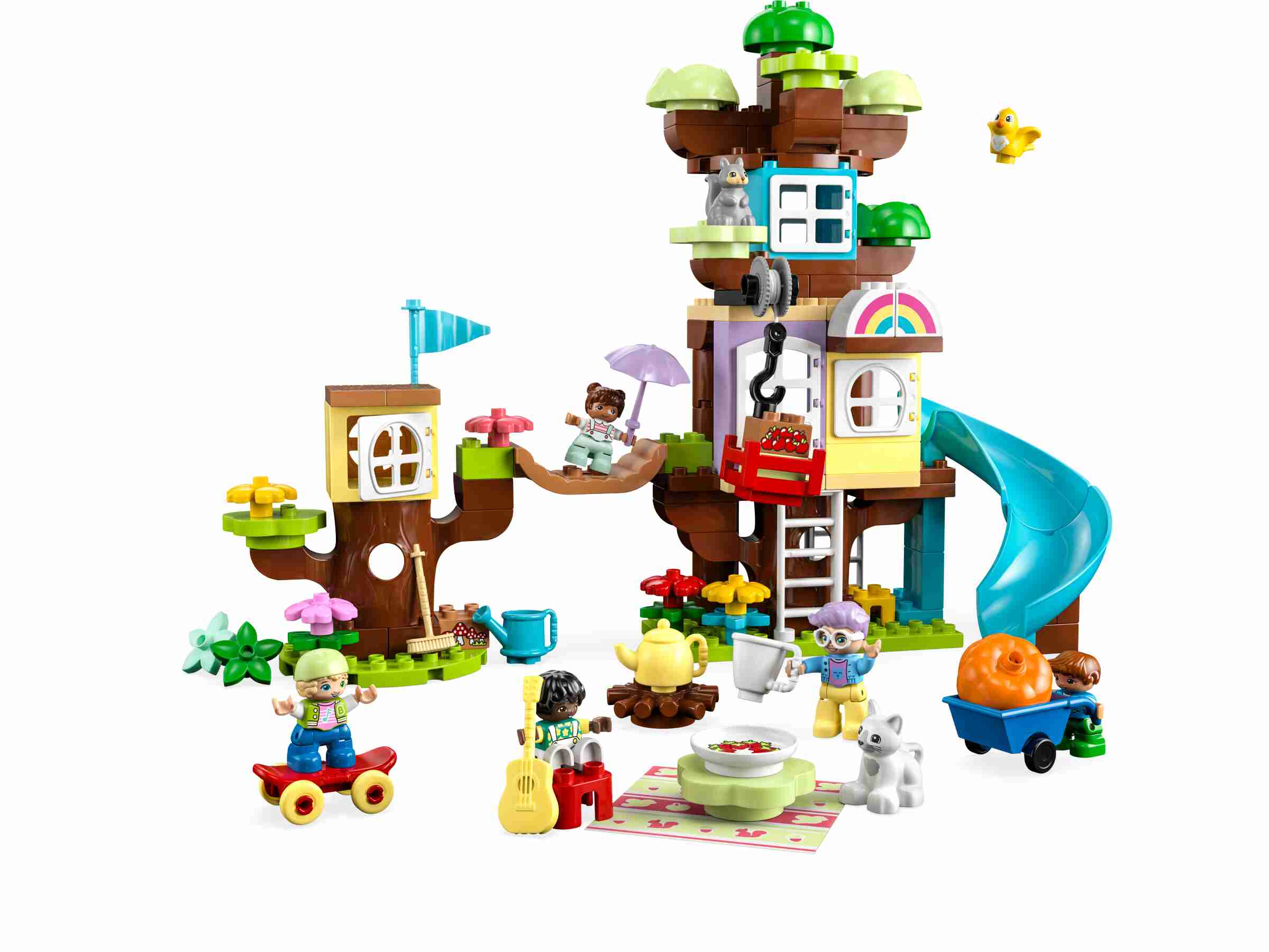 LEGO 10993 DUPLO 3-in-1-Baumhaus, Großmutter, 4 Kinder und 3 Tiere