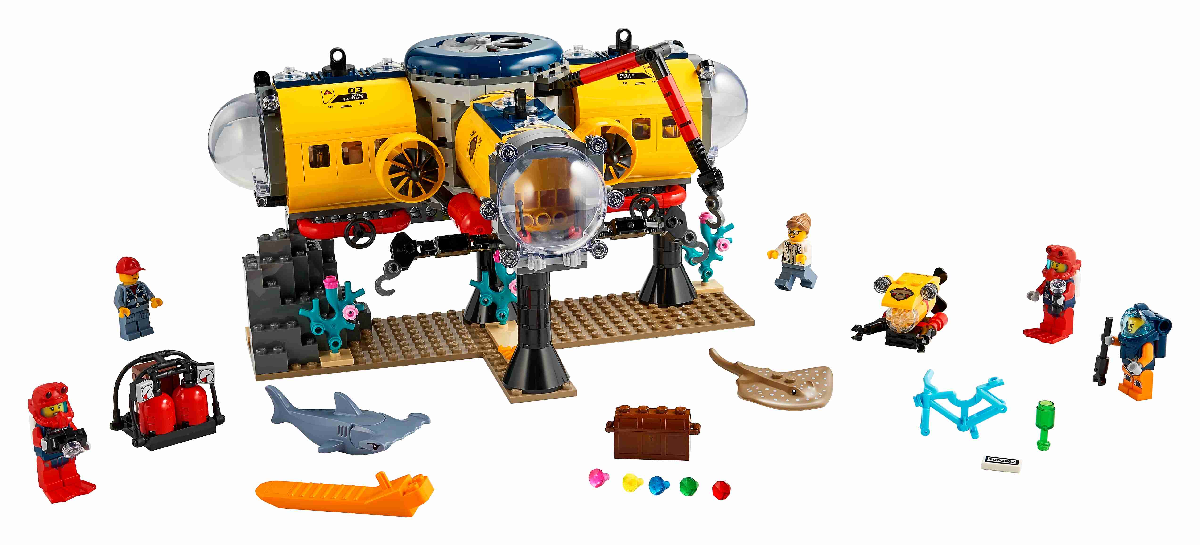 LEGO 60265 City Meeresforschungsbasis, U-Boot mit Figuren von Meerestieren