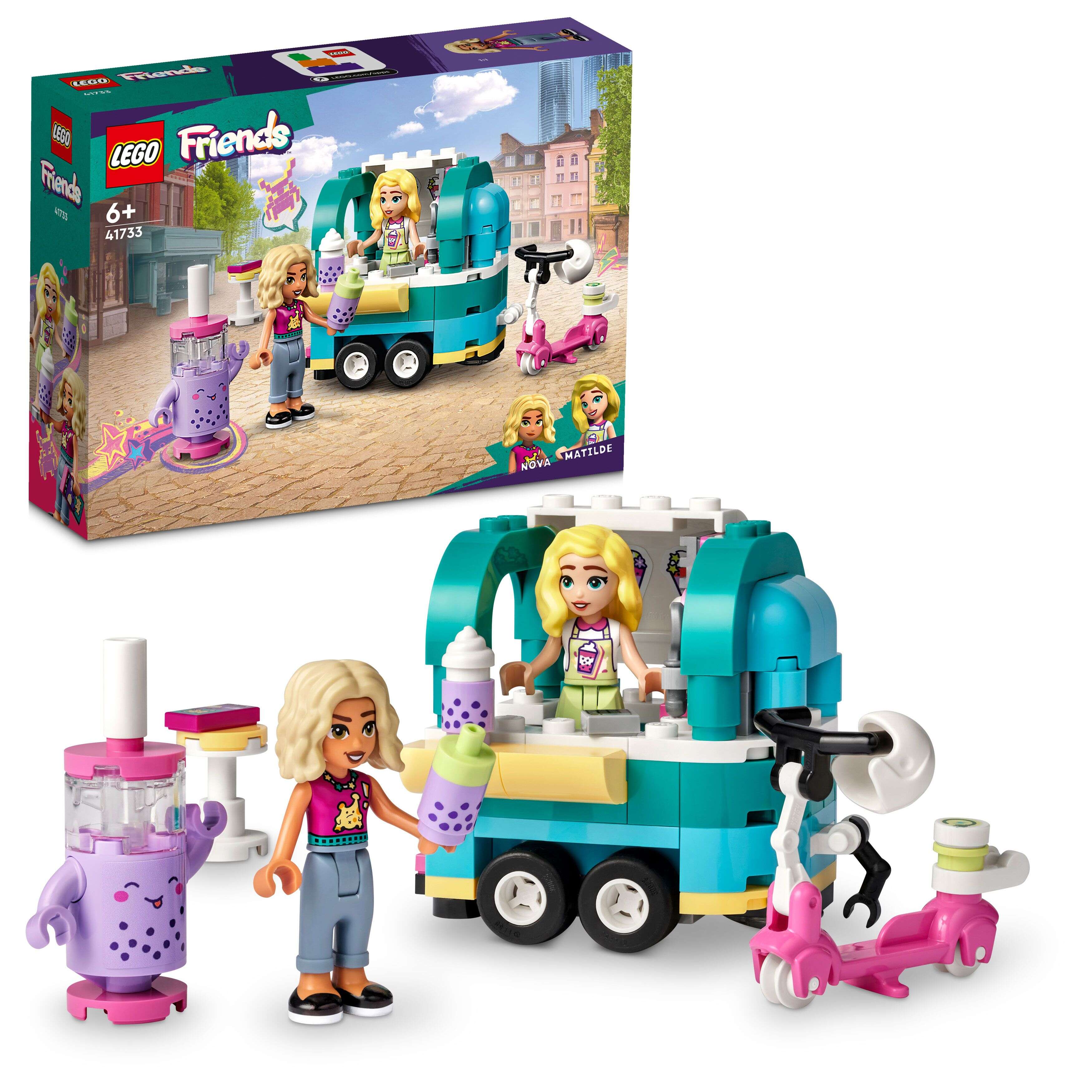 LEGO 41733 Friends Bubble-Tea-Mobil, Spielfiguren Nova und Matilde