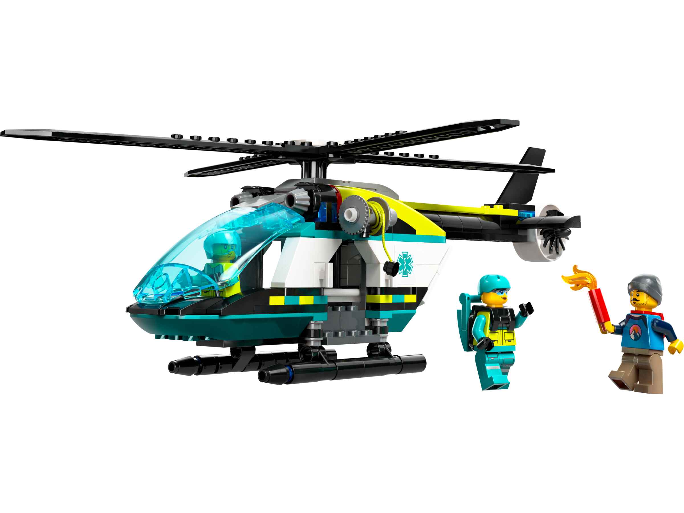 LEGO 60405 City Rettungshubschrauber, 3 Minifiguren, Laderaum, Seilwinde