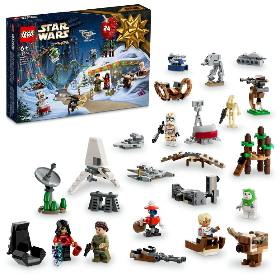 LEGO 75366 Star Wars Adventskalender, 8 Charaktere, 10 Mini-Fahrzeuge