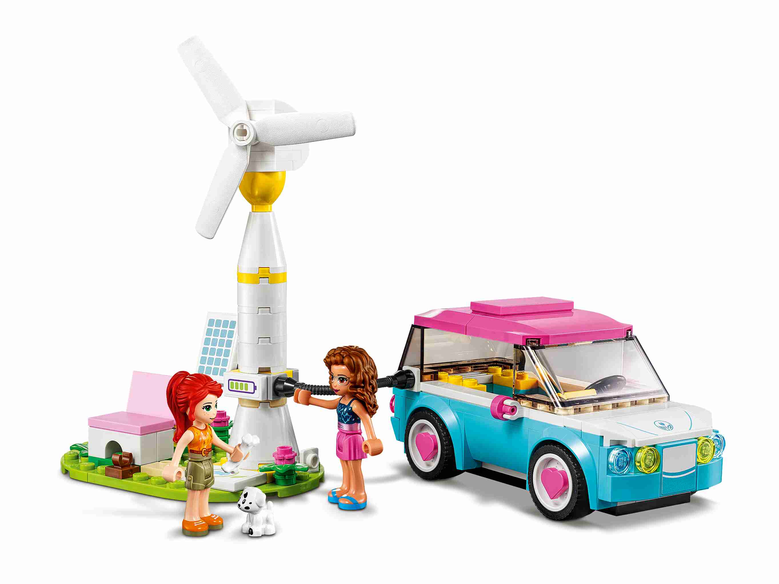 LEGO 41443 Friends Olivias Elektroauto Set mit Olivia & Mia und Spielzeugauto