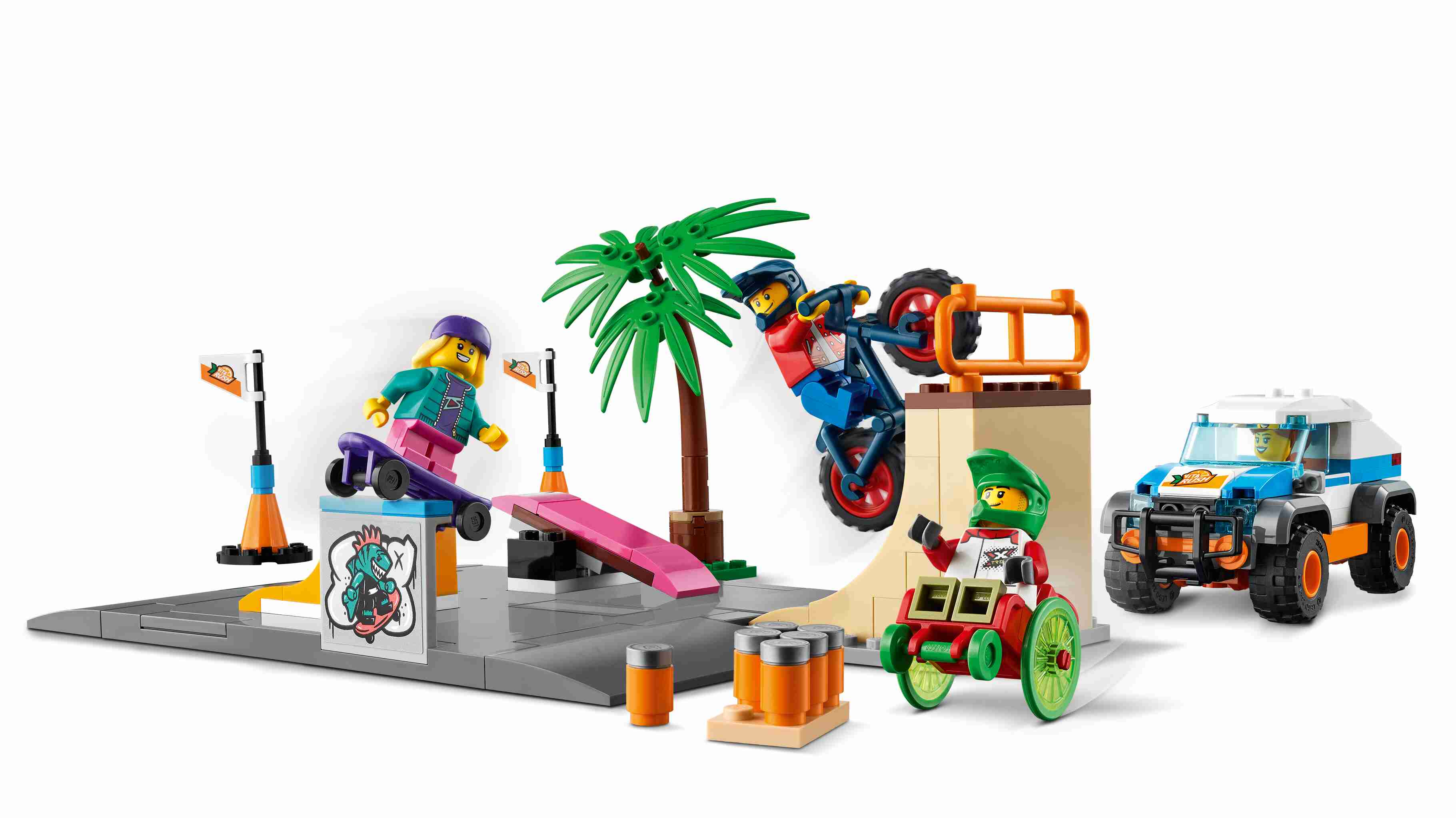LEGO 60290 City Skate Park mit 4 Figuren, Auto und BMX-Rad