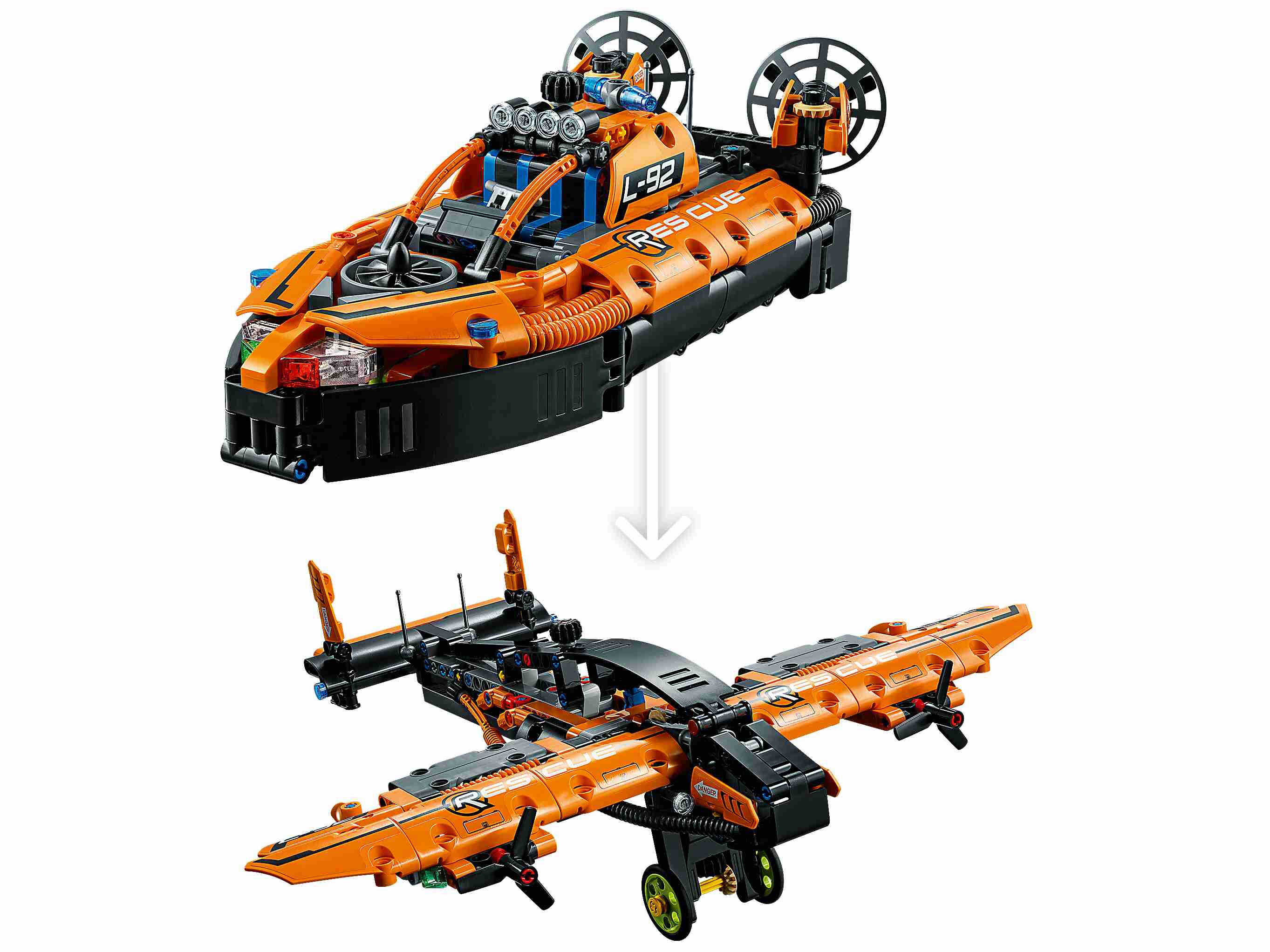LEGO 42120 Technic Luftkissenboot für Rettungseinsätze - Flugzeug, 2-in-1