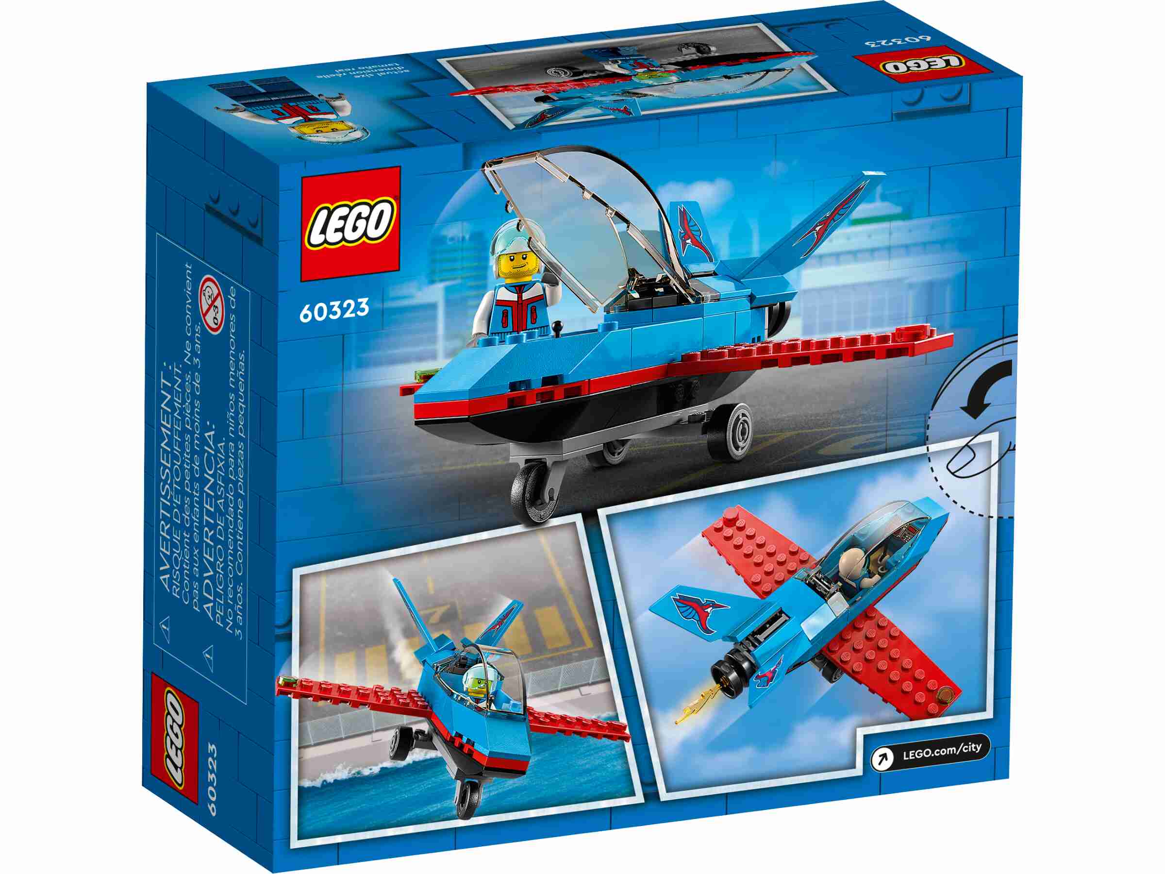 LEGO 60323 City Stuntflugzeug, Kunstflugzeug, Flugzeug mit 1 Piloten-Minifigur