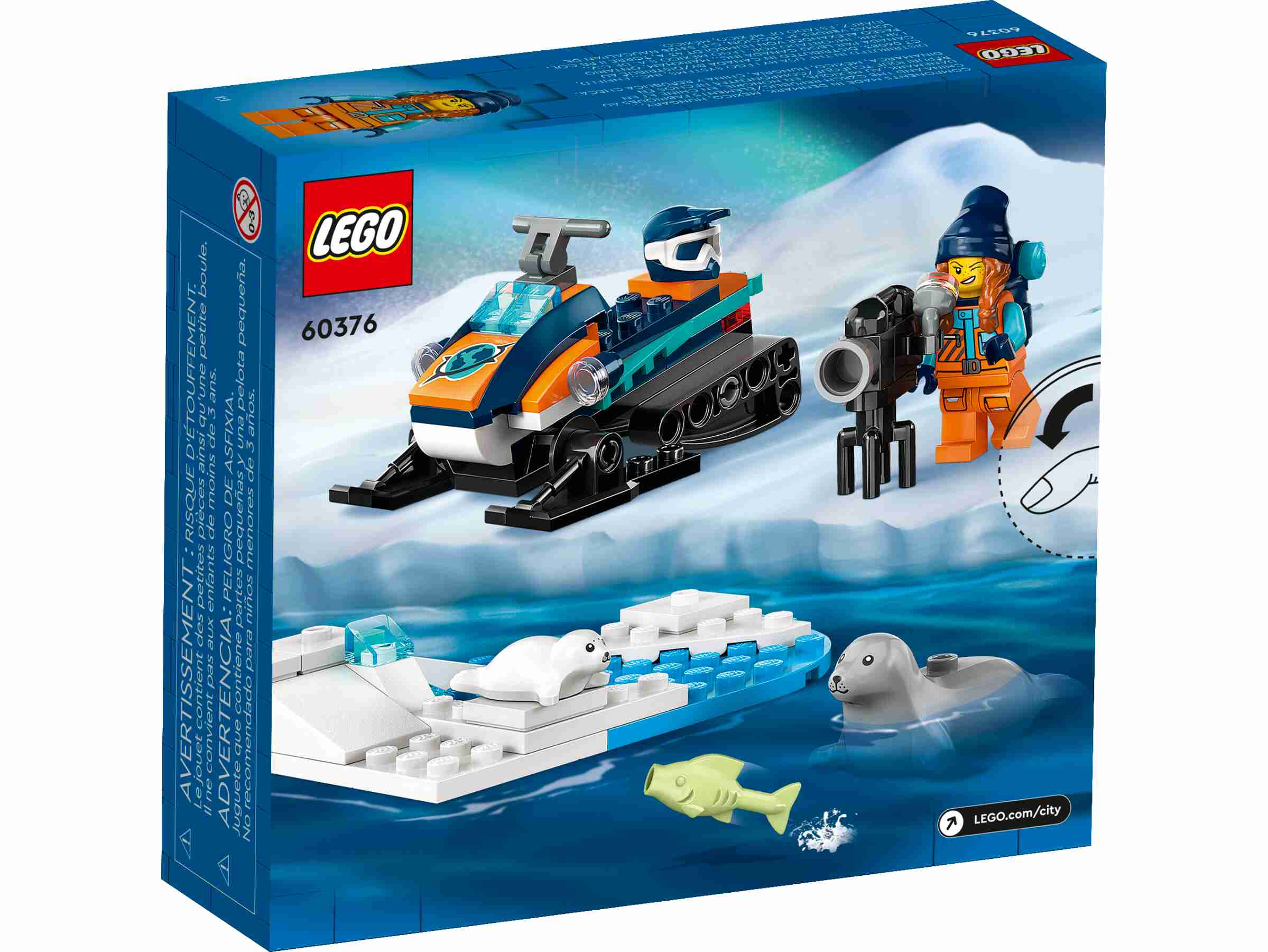 LEGO 60376 City Arktis-Schneemobil, Minifigur, Robbe und Robbenjunges
