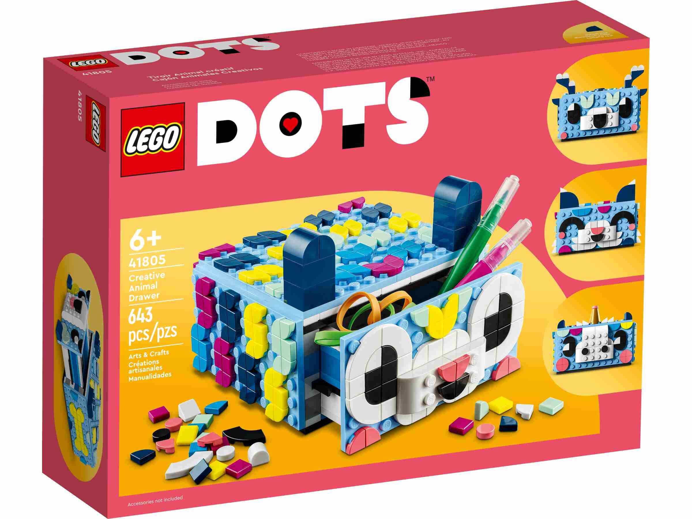 LEGO 41805 DOTS Tier-Kreativbox mit Schubfach, Tiere, Muster und Designs