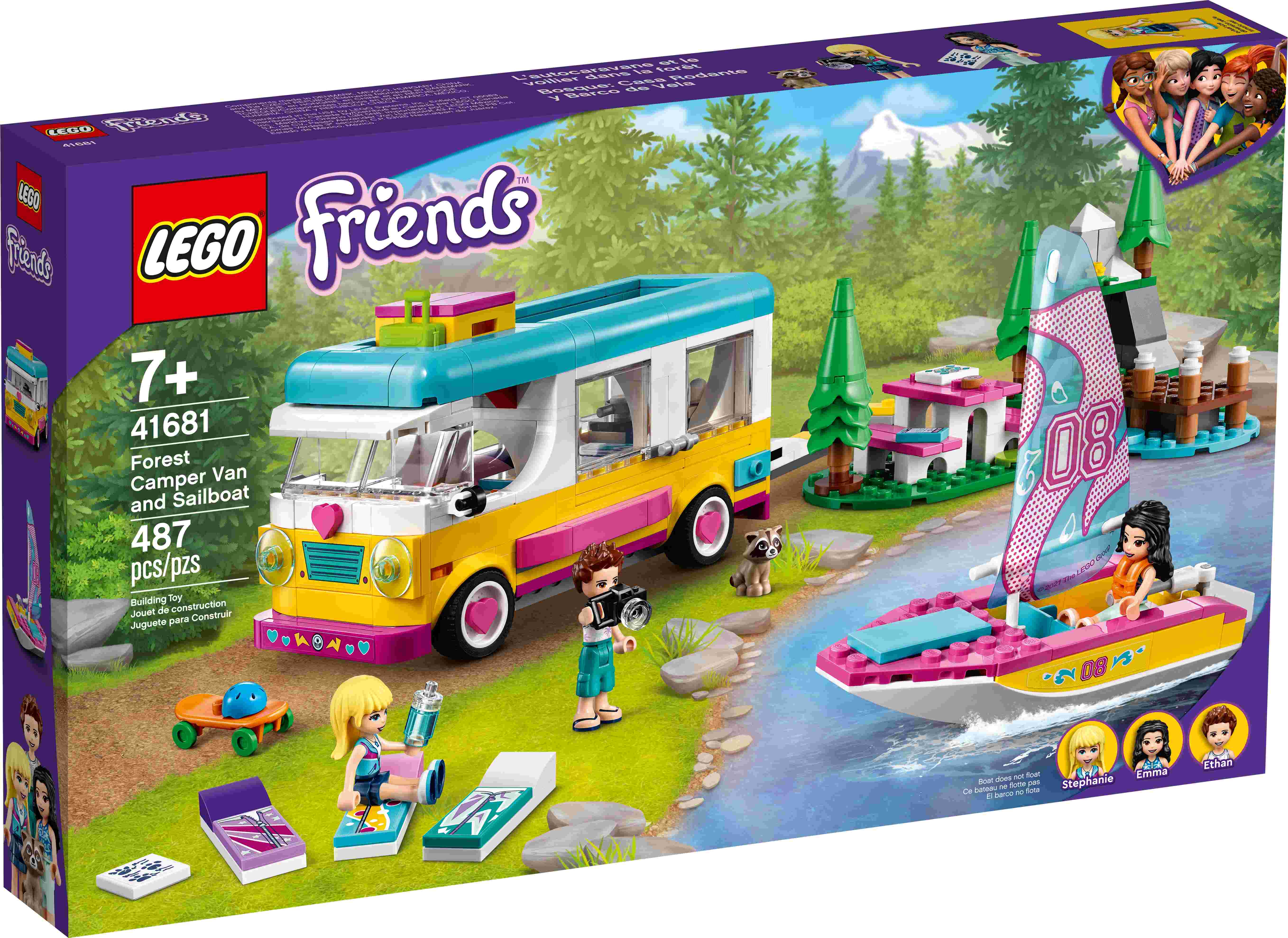 LEGO 41681 Friends Wohnmobil- und Segelbootausflug, mit Wohnmobil und Boot