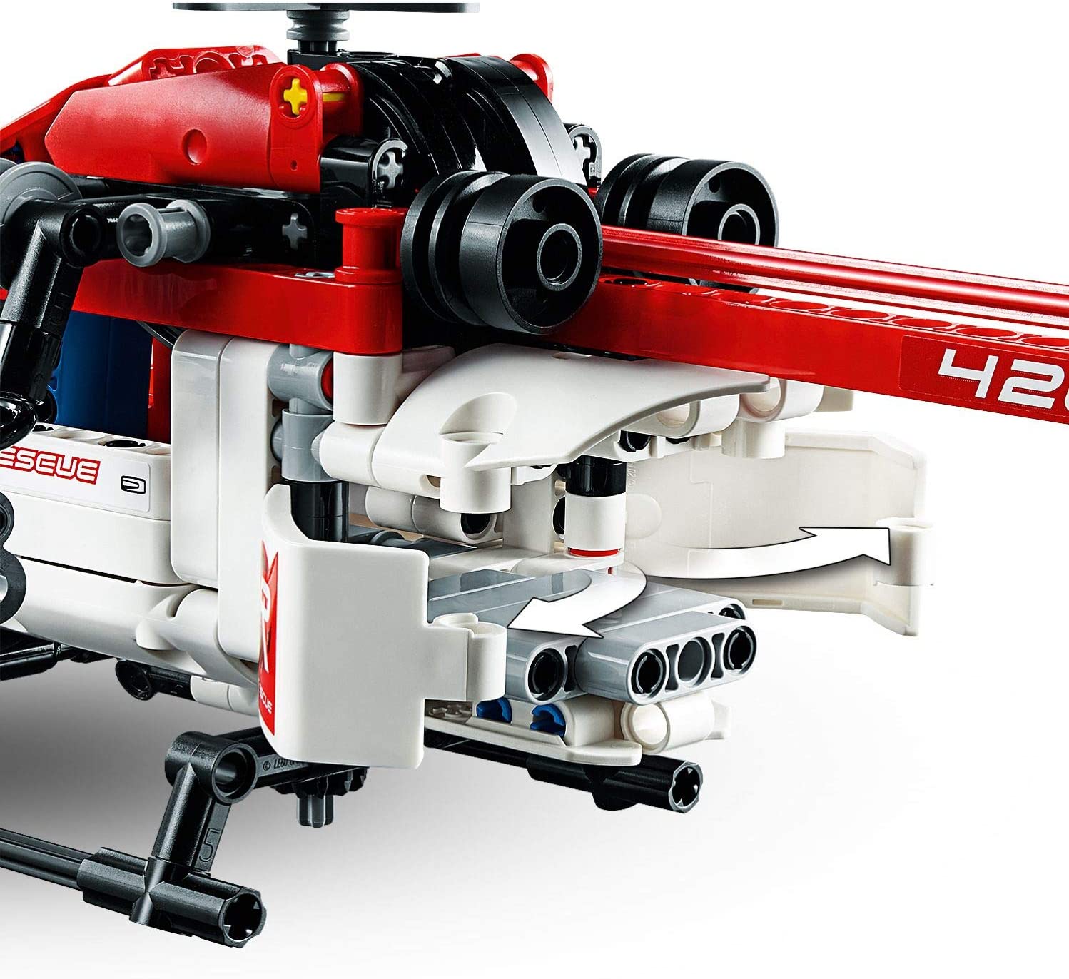 LEGO 42092 Technic Rettungshubschrauber Bauset, 2-in-1 Flugzeug Spielzeug 