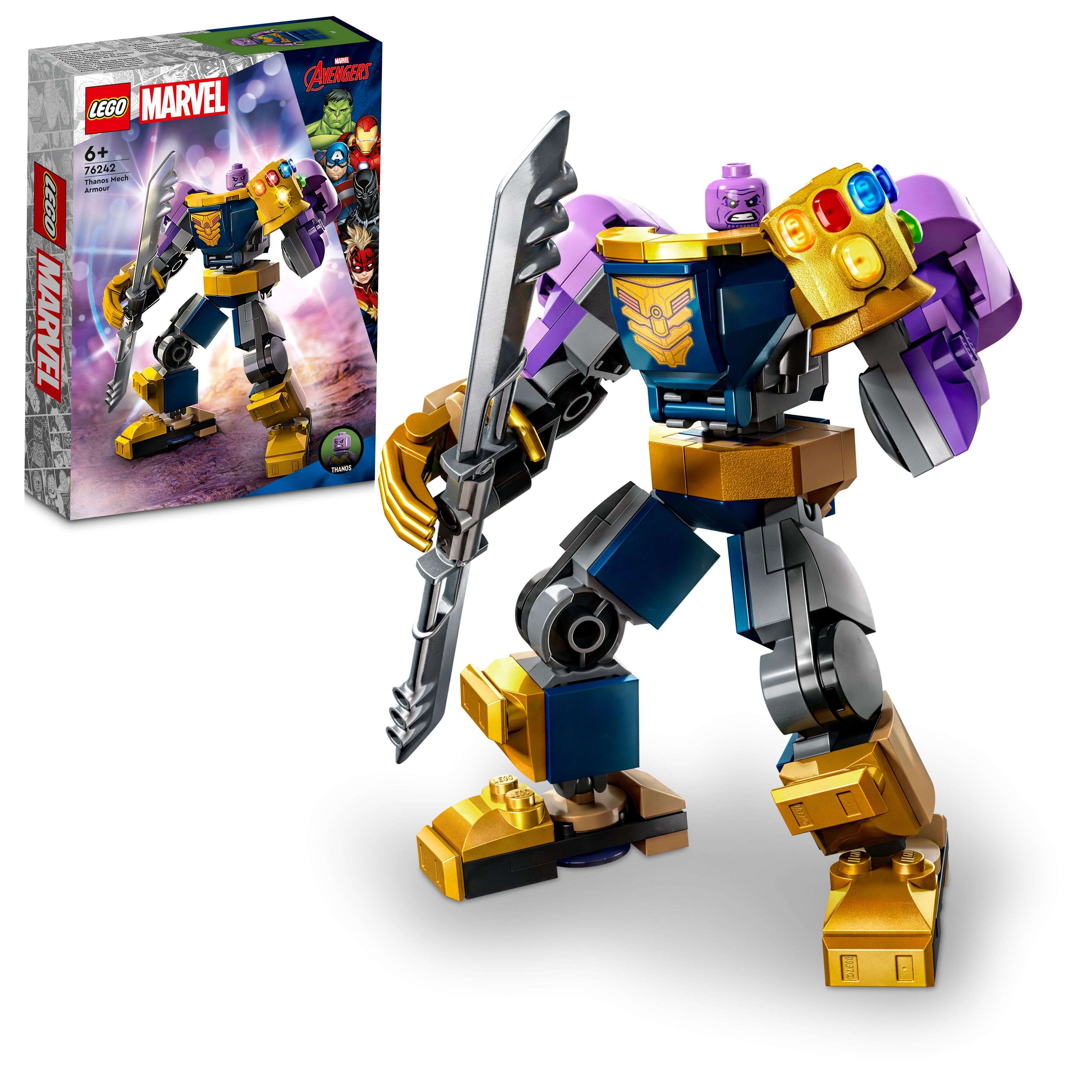 LEGO 76242 Marvel Thanos Mech, Avengers,Verstellbarer Thanos Mech mit Minifigur