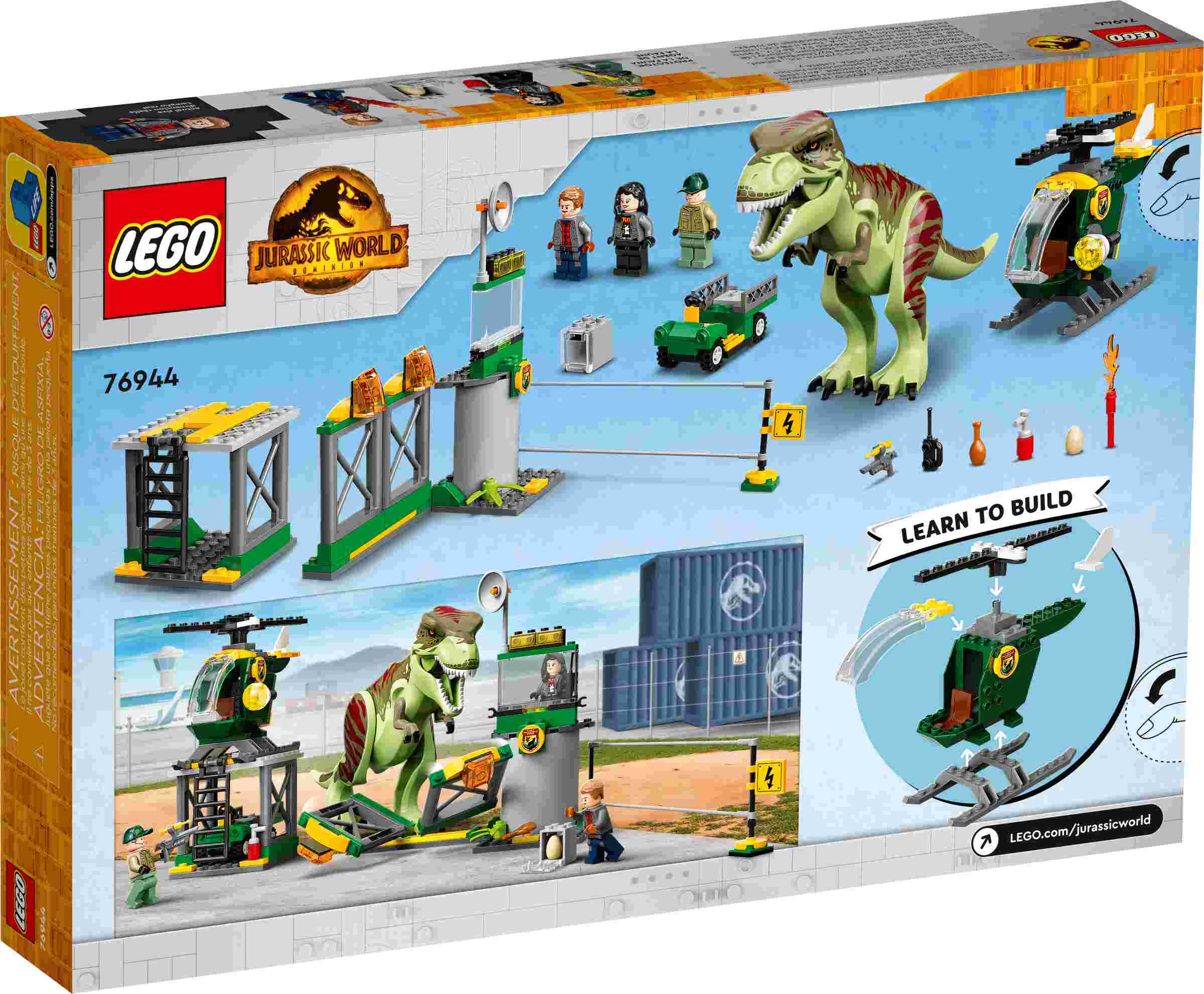 LEGO 76944 Jurassic World™ T. Rex Ausbruch, mit Hubschrauber und einem T. Rex