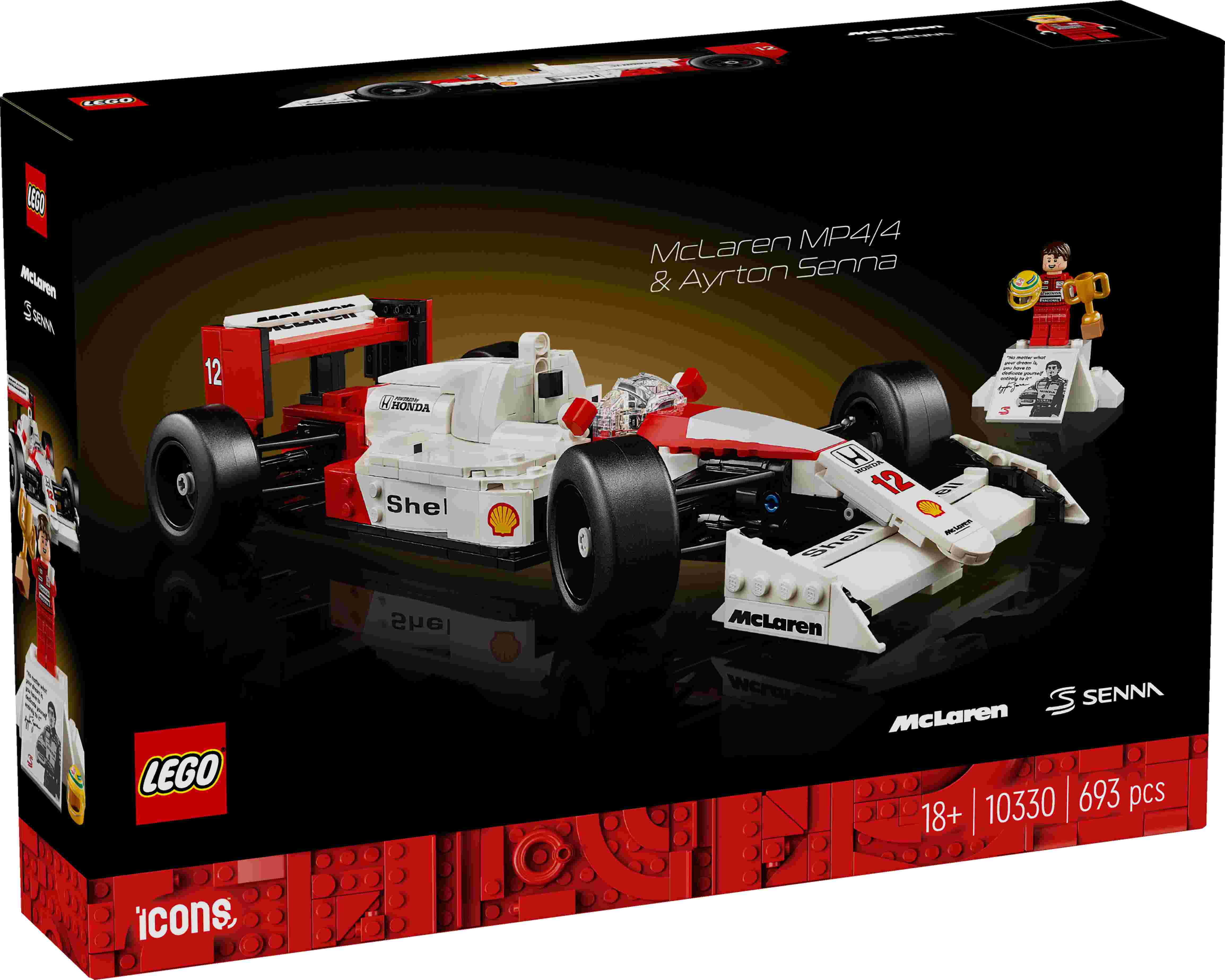LEGO 10330 Icons McLaren MP4/4 & Ayrton Senna, V6-Turbomotor, 1 Minifigur
