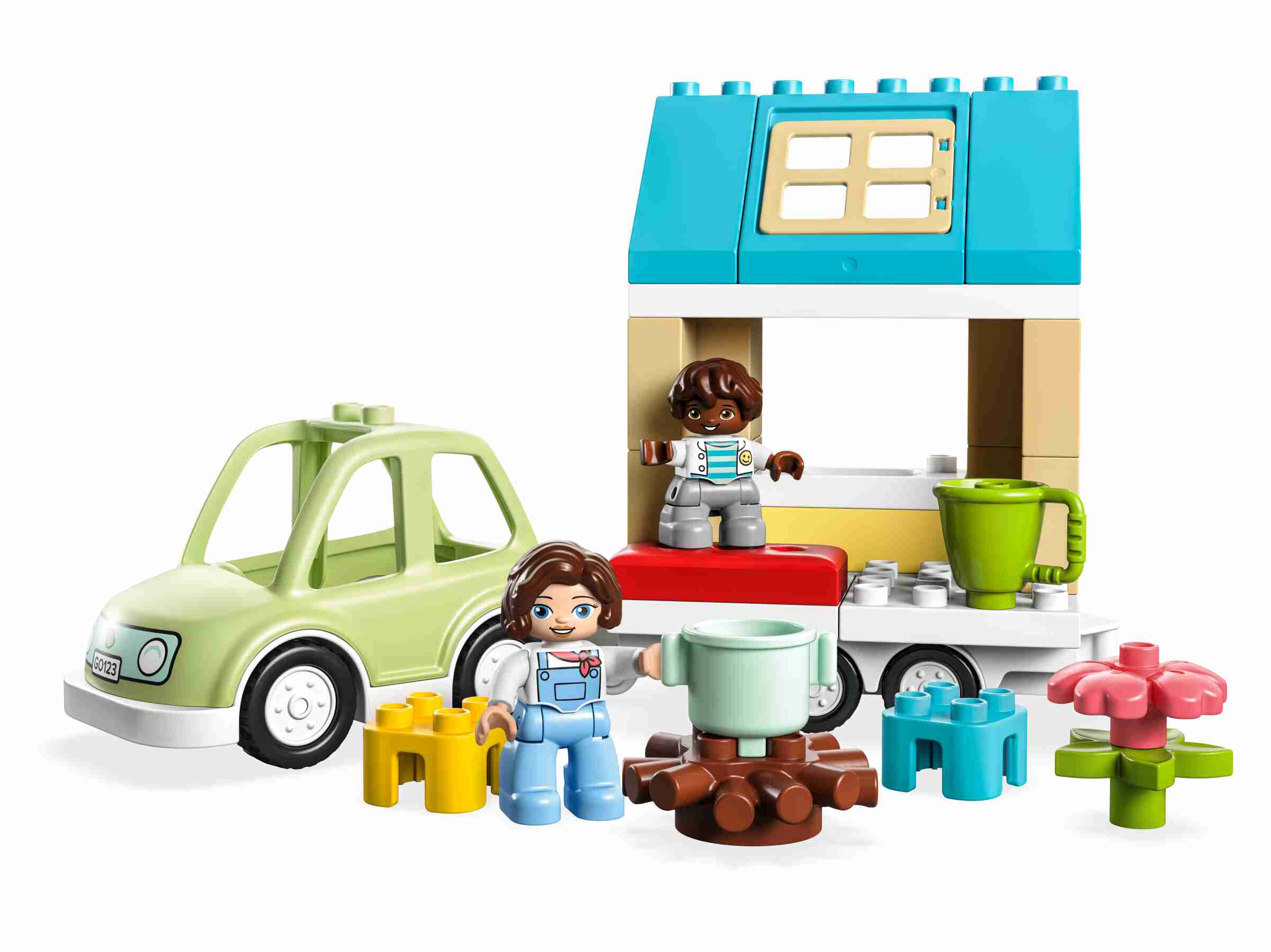 LEGO 10986 DUPLO Zuhause auf Rädern, Wohnwagen, Auto, Camping, 2 Figuren